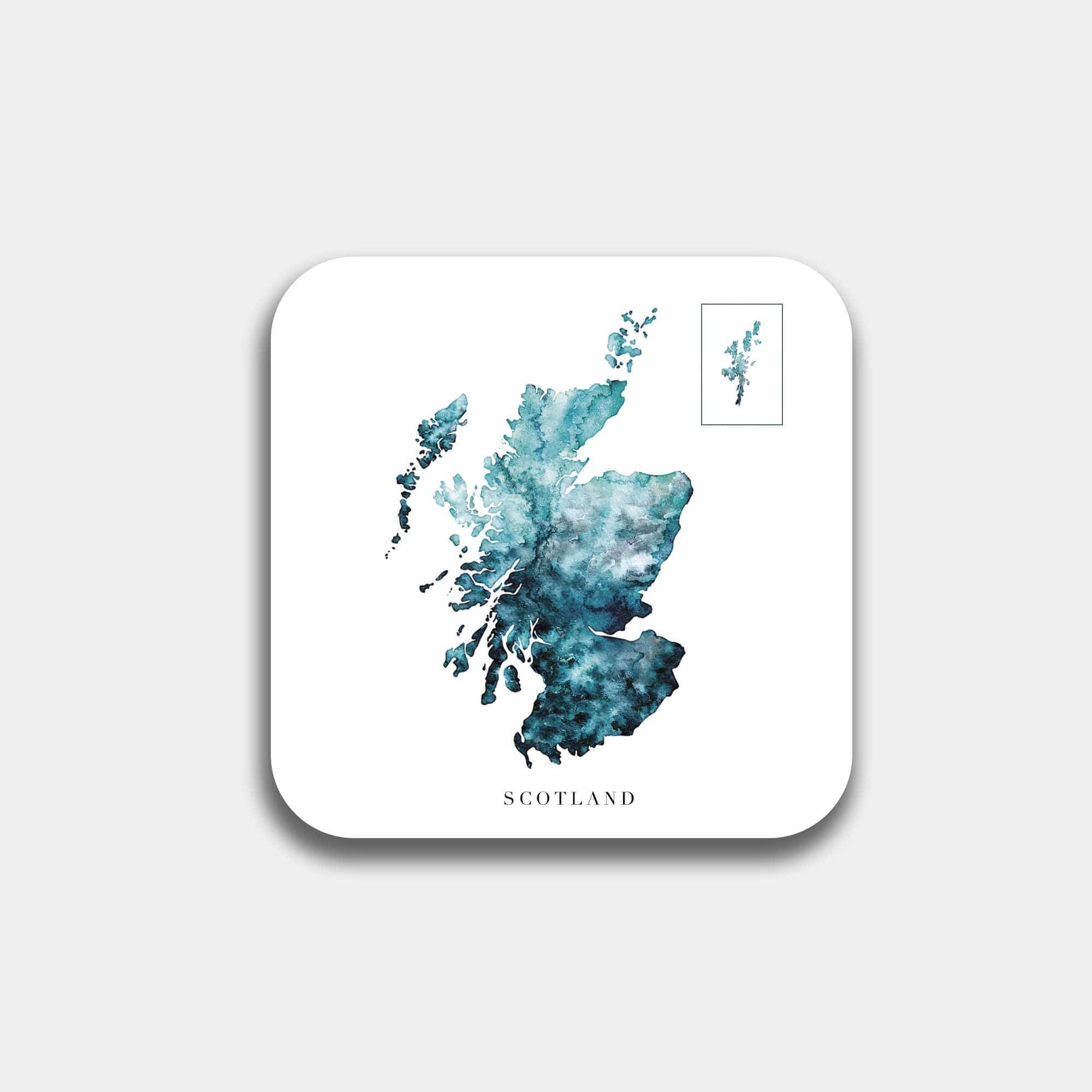 EJayDesign Kitchen Coaster Turquoise Scotland Coaster Watercolour Map