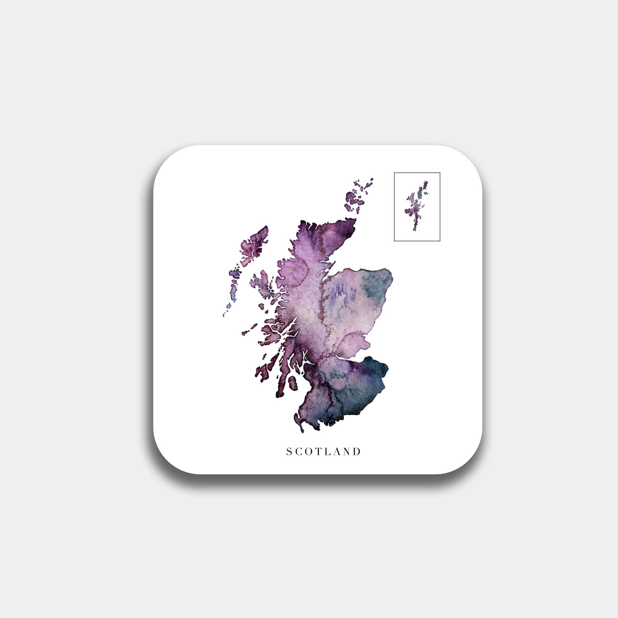 EJayDesign Kitchen Coaster Purple Scotland Coaster Watercolour Map