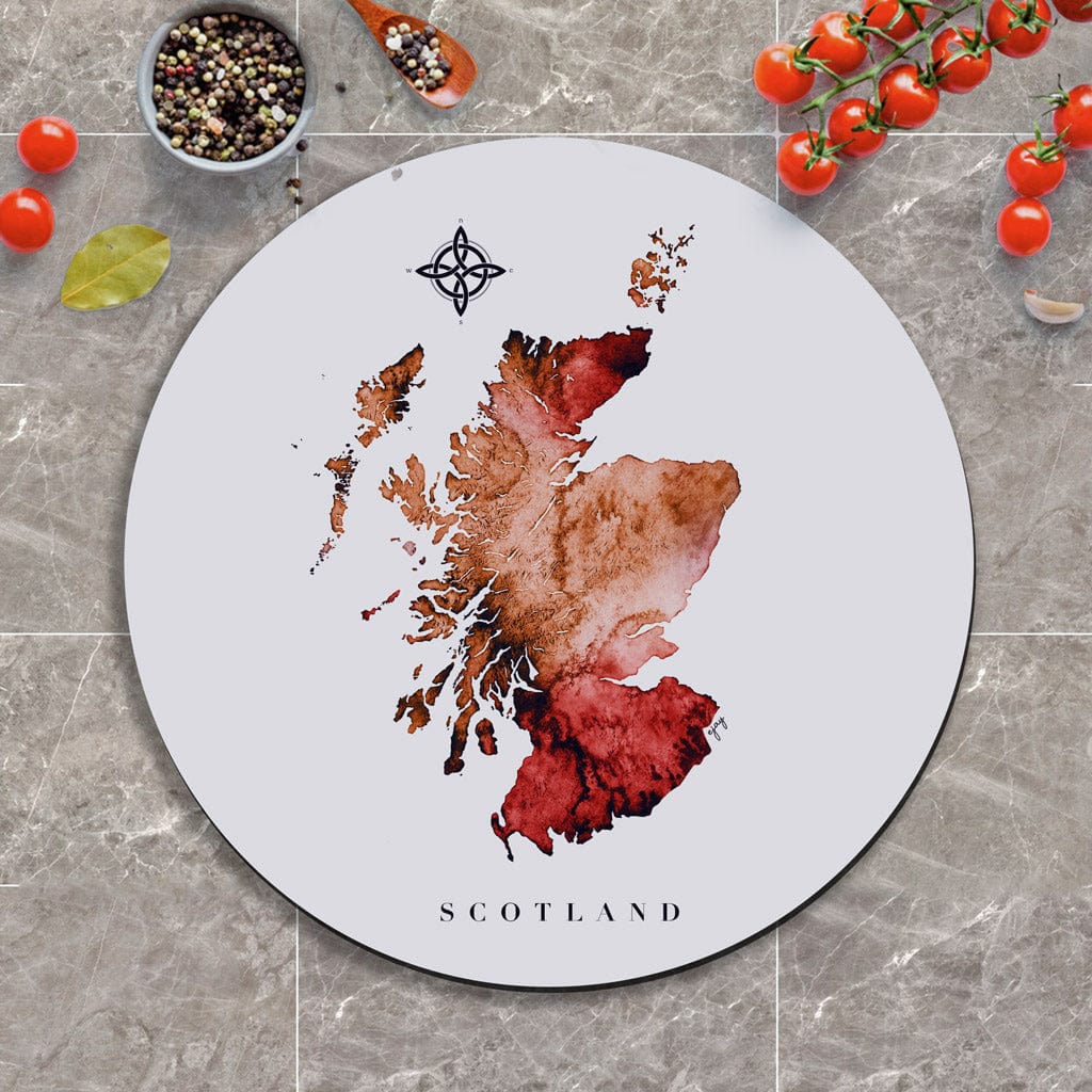 EJayDesign Autumn Orange Scotland Glass Worktop Saver Circular