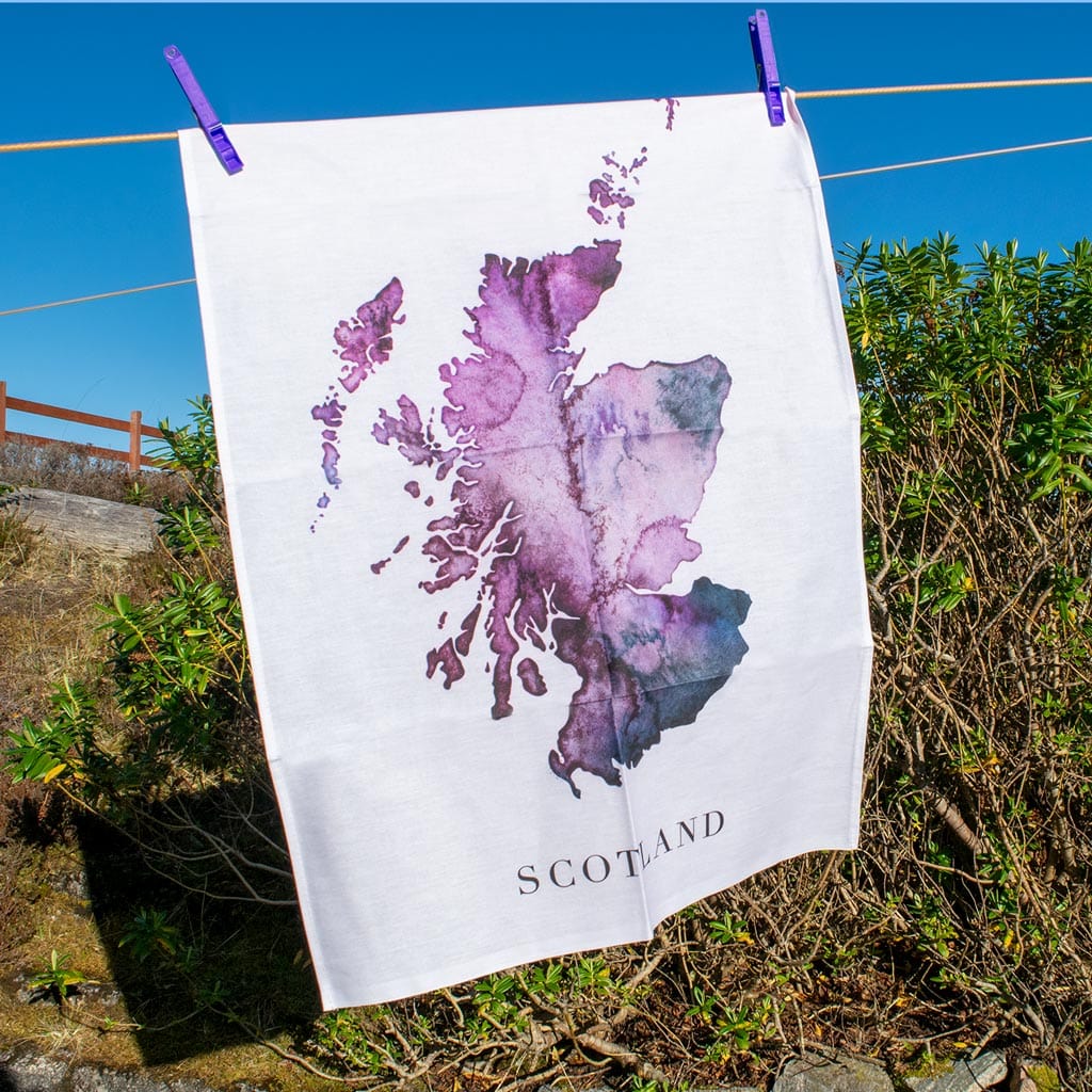 EJayDesign Tea Towel Scotland Purple Organic Cotton Tea Towel