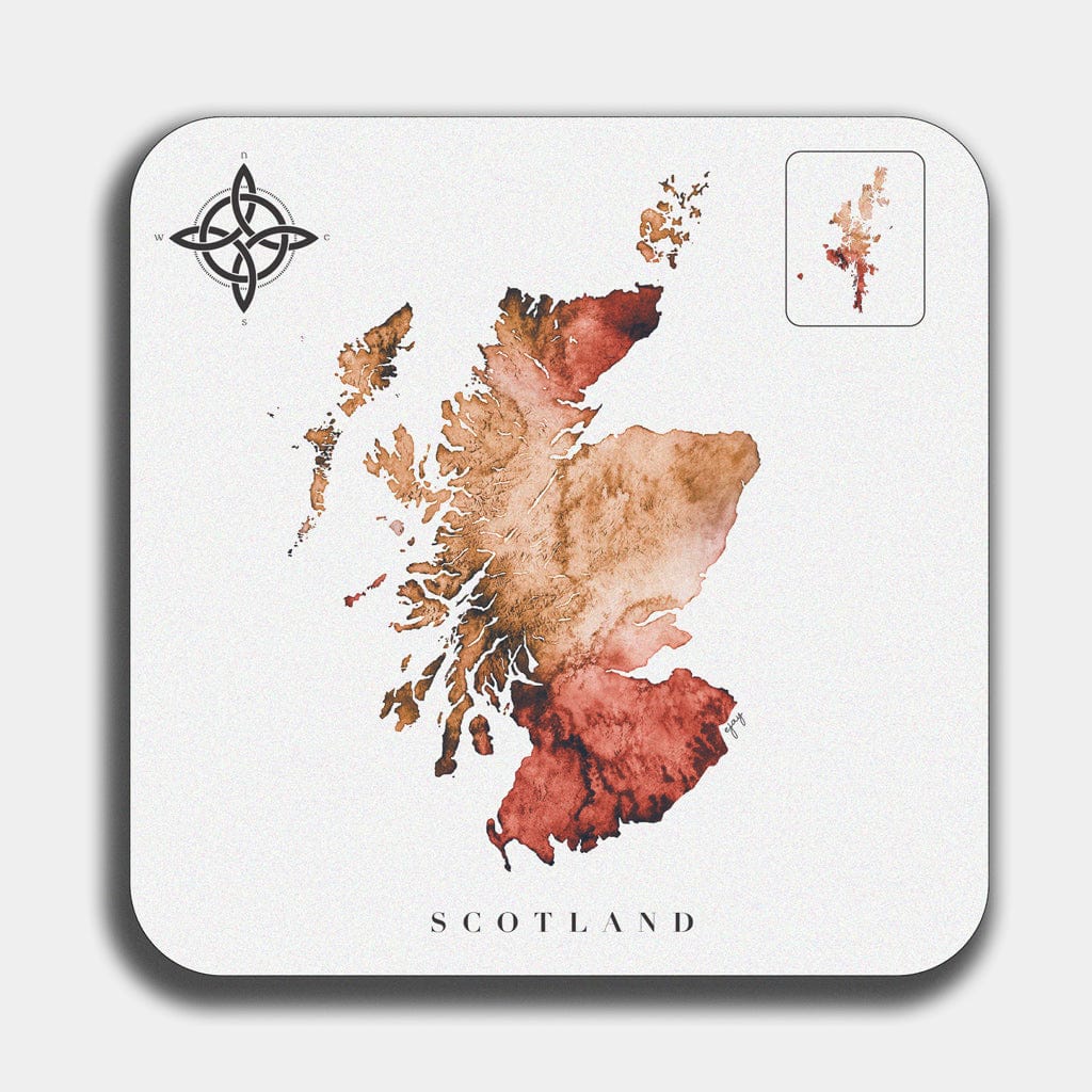 EJayDesign Orange Scotland Table Mat Watercolour Map