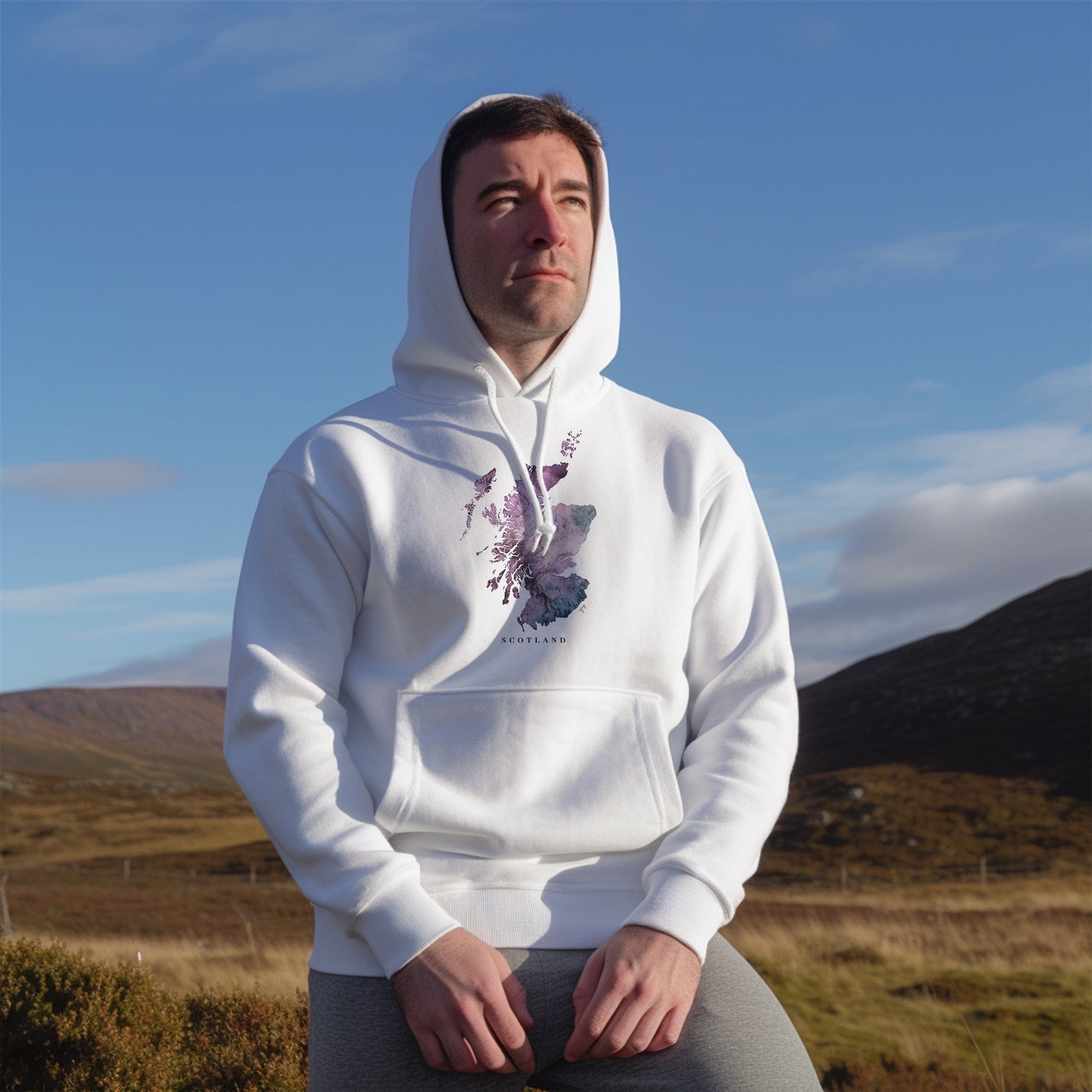 EJayDesign Scotland Unisex Hoodie Watercolour Map