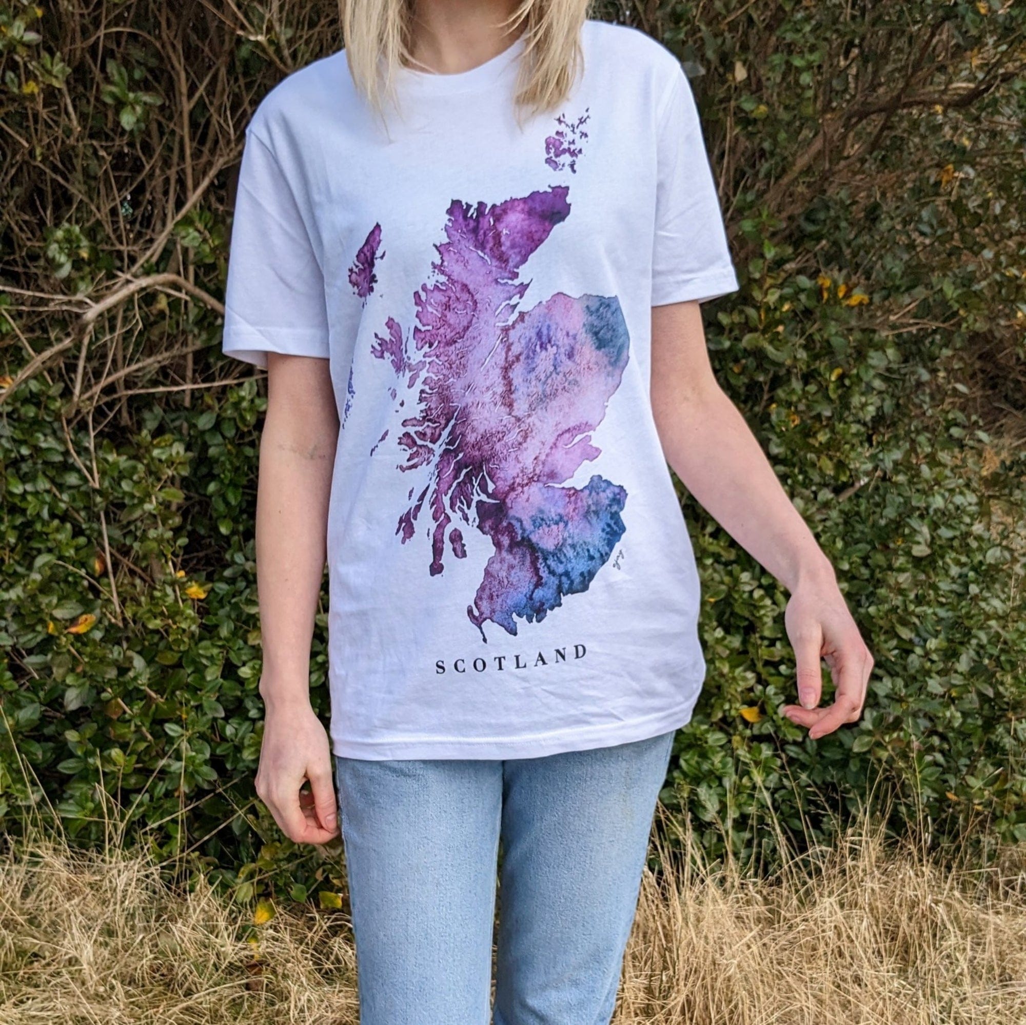 EJayDesign Scotland Unisex T-Shirt Watercolour Map