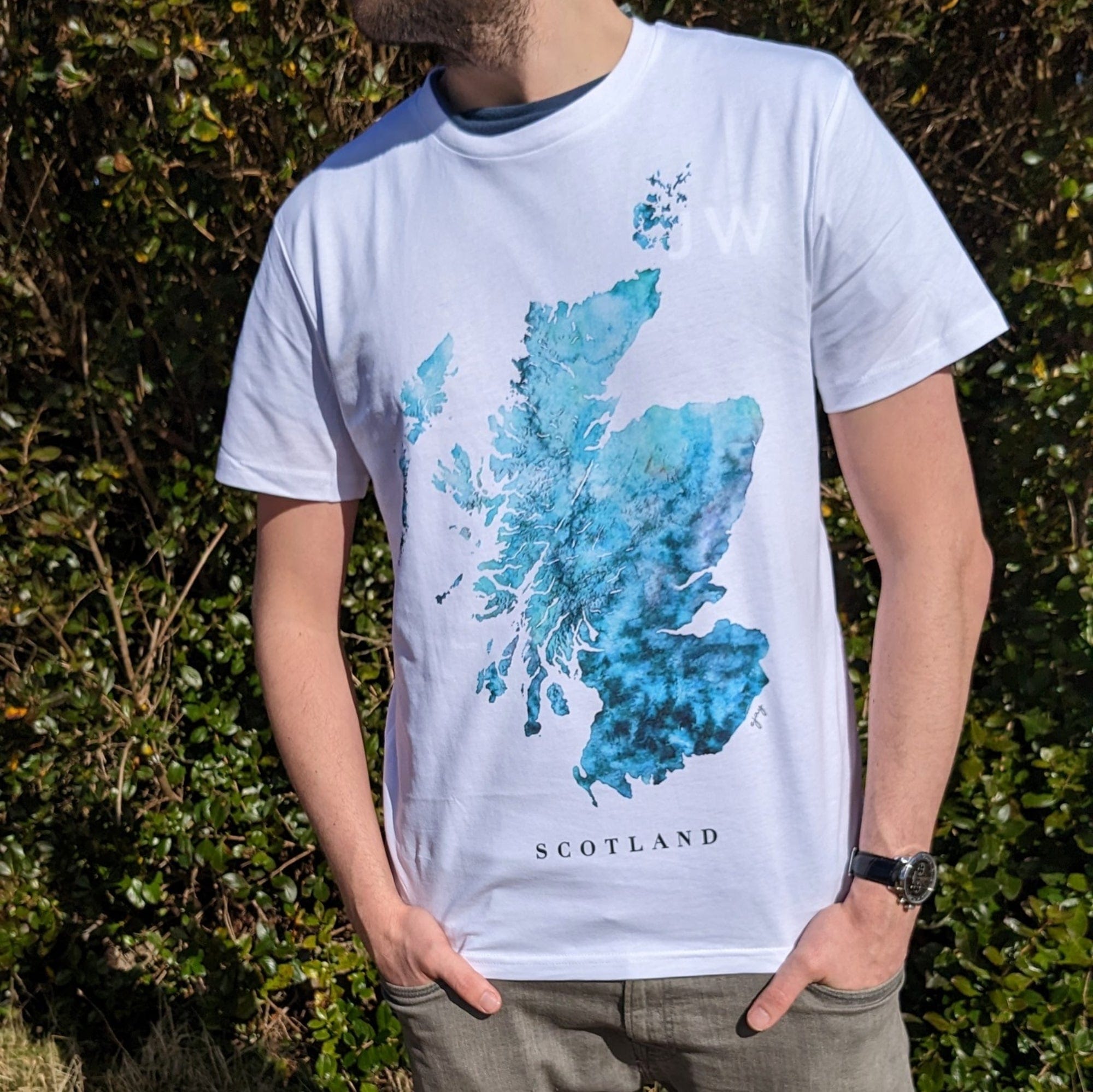 EJayDesign Scotland Unisex T-Shirt Watercolour Map