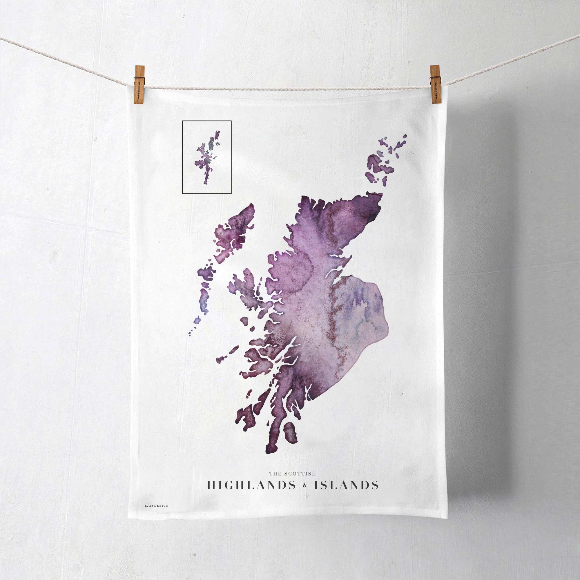 EJayDesign Tea Towel Scottish Highlands & Islands Tea Towel