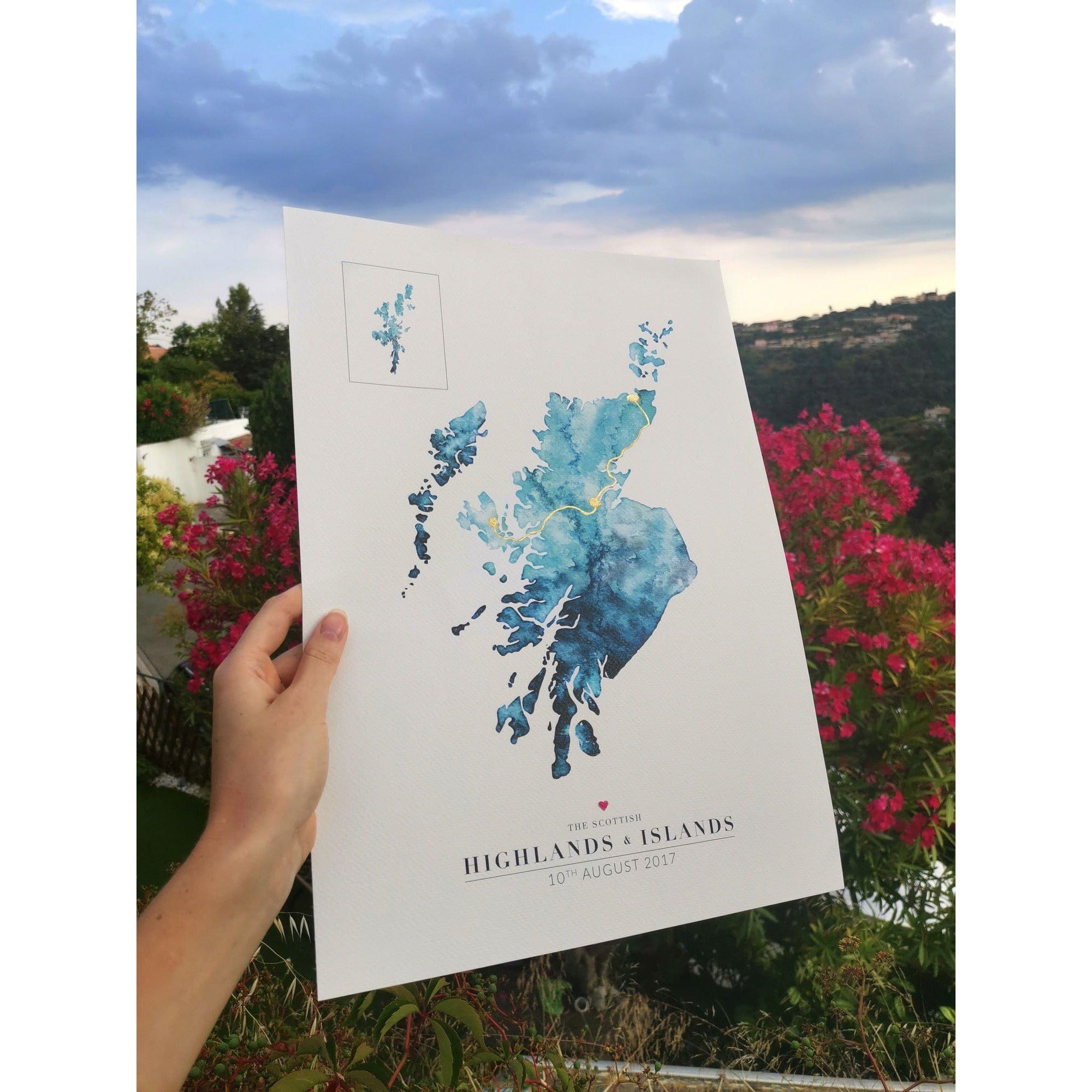 EJayDesign Scottish Prints Scottish Highlands & Islands Watercolour Map