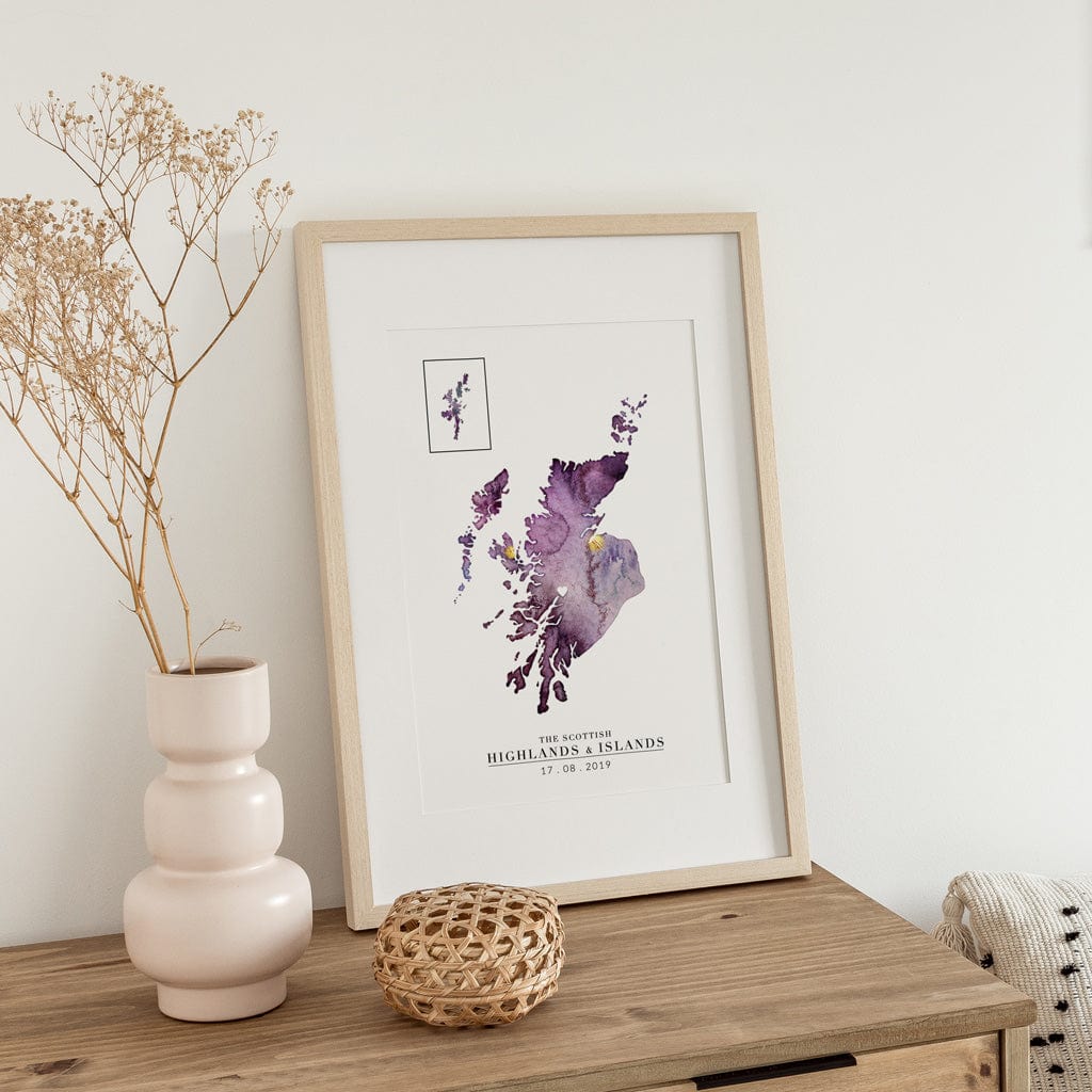 EJayDesign Scottish Prints Scottish Highlands & Islands Watercolour Map