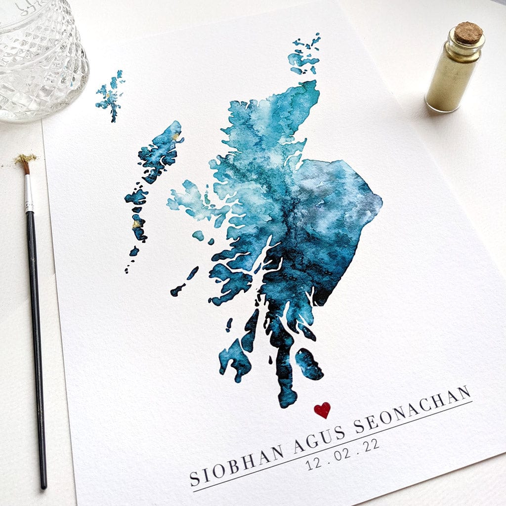 EJayDesign Scottish Prints Scottish Highlands & Islands Watercolour Map