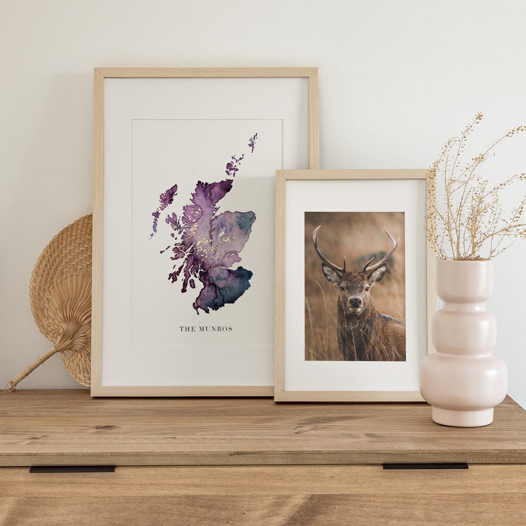 EJayDesign Scottish Prints Scottish Munro's Personalised Golden Map