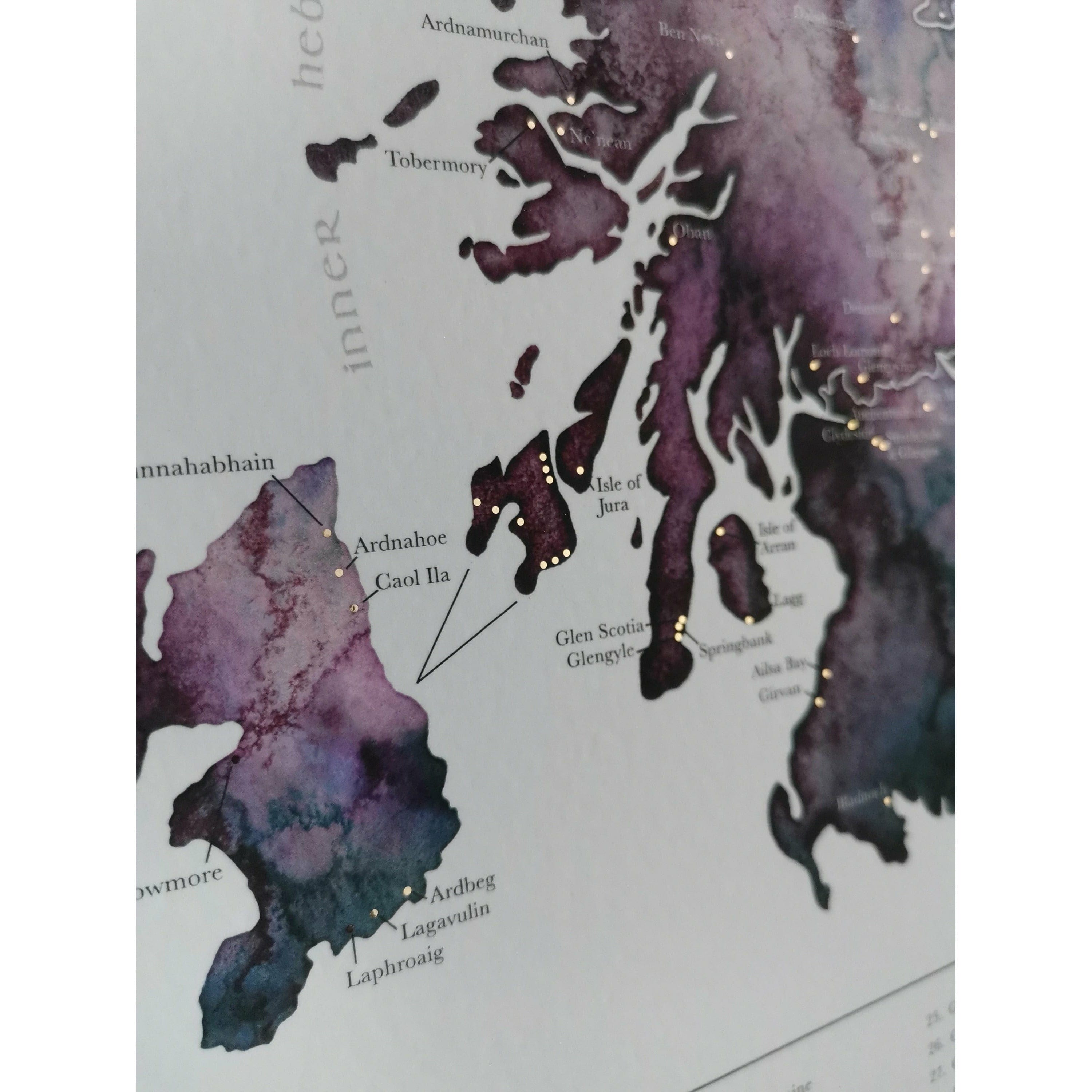 EJayDesign Scottish Whisky Distillery Gold Map