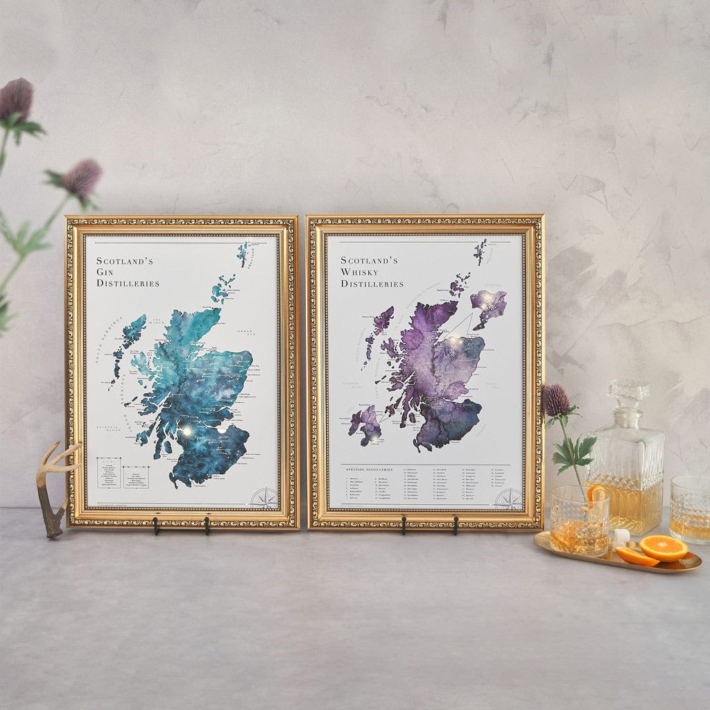 EJayDesign Scottish Whisky Distillery Gold Map