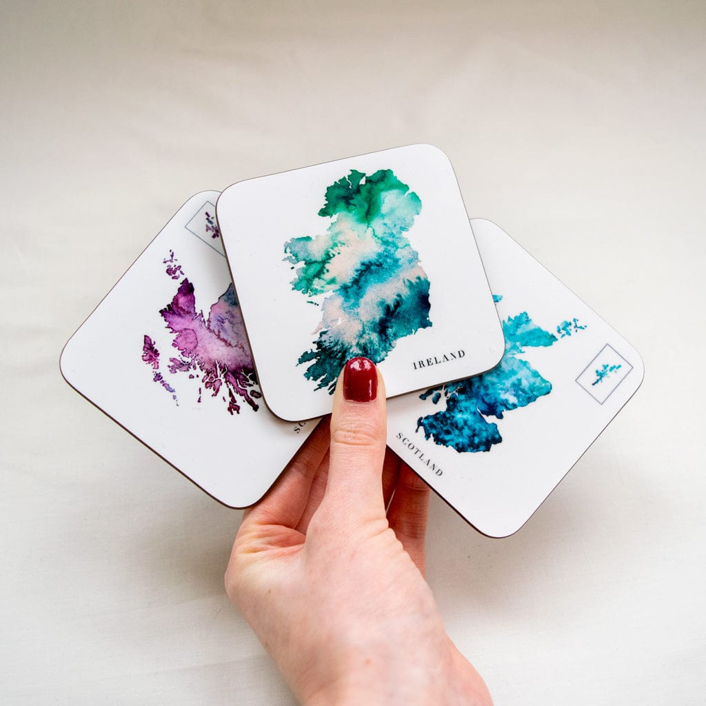 EJayDesign Kitchen Coaster Set of 6 Coaster Watercolour Maps