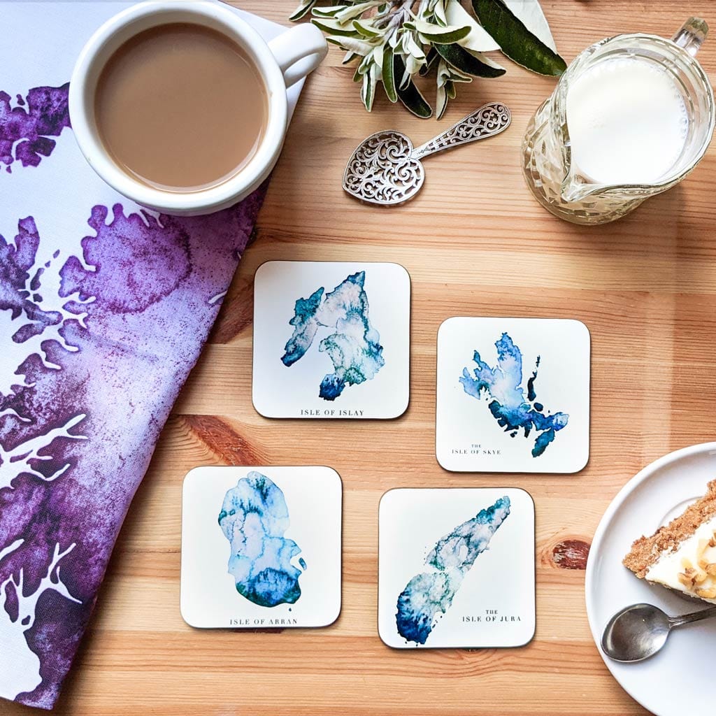 EJayDesign Kitchen Coaster Set of 6 Coaster Watercolour Maps