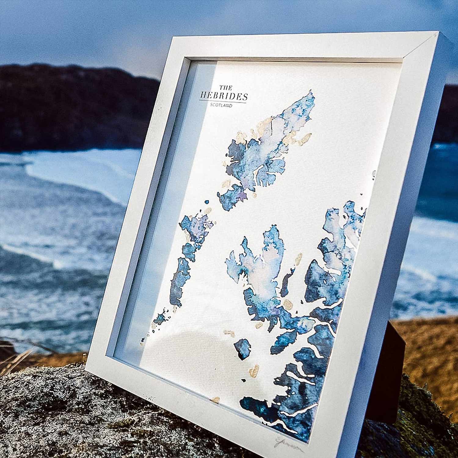 EJayDesign Scottish Prints Skye & Outer Hebrides Watercolour Map