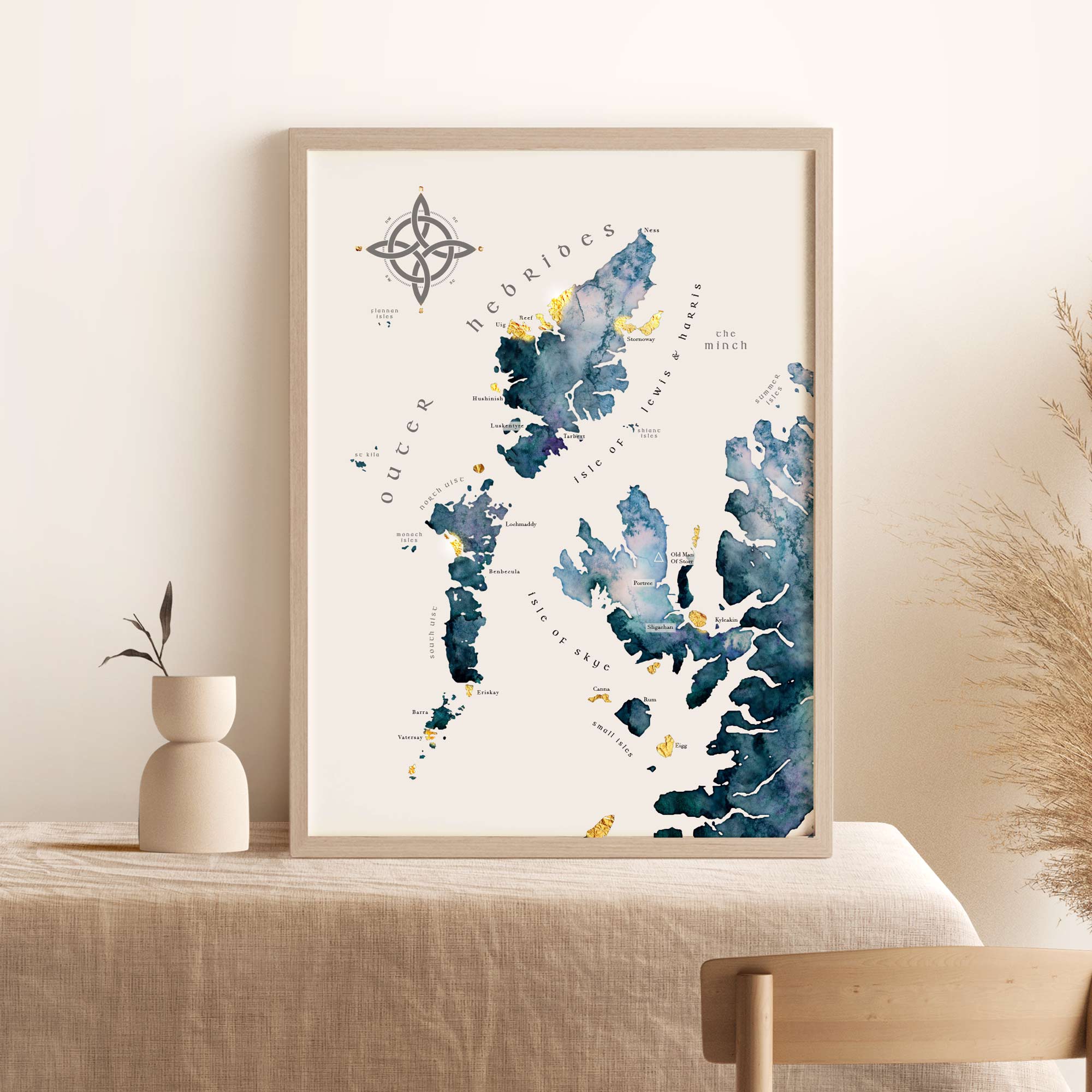 EJayDesign Scottish Prints Skye & Outer Hebrides Watercolour Map