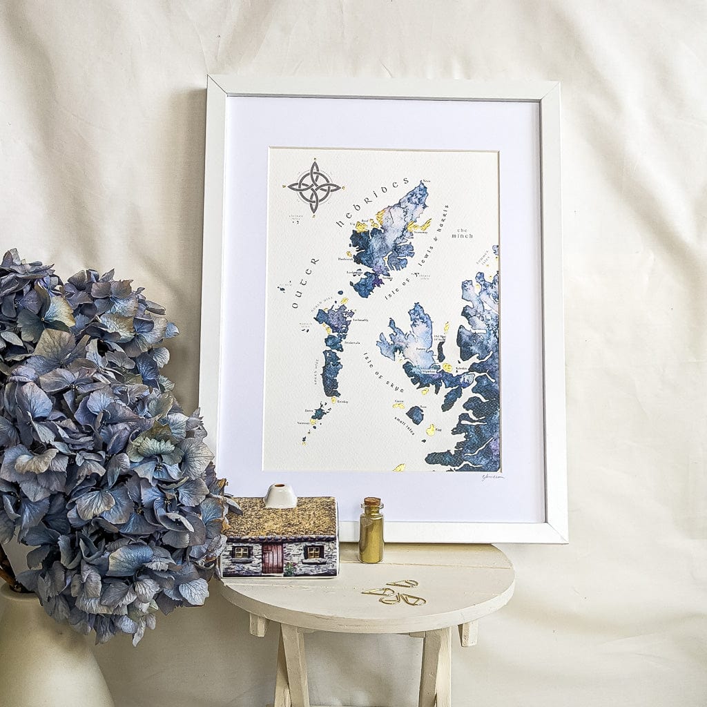 EJayDesign Scottish Prints Skye & Outer Hebrides Watercolour Map