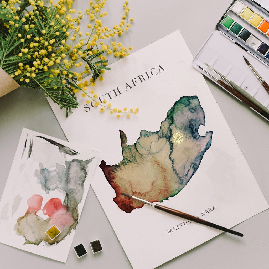 EJayDesign Countries Other South Africa Watercolour Map