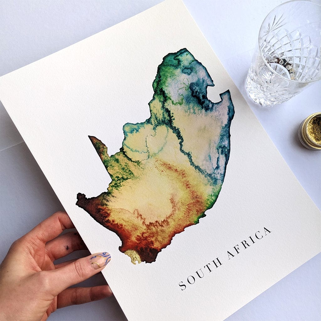 EJayDesign Countries Other South Africa Watercolour Map