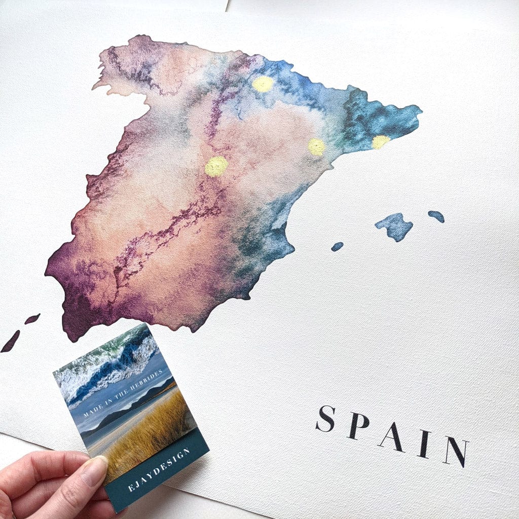 EJayDesign Countries Other Spannish Golden Watercolour Map