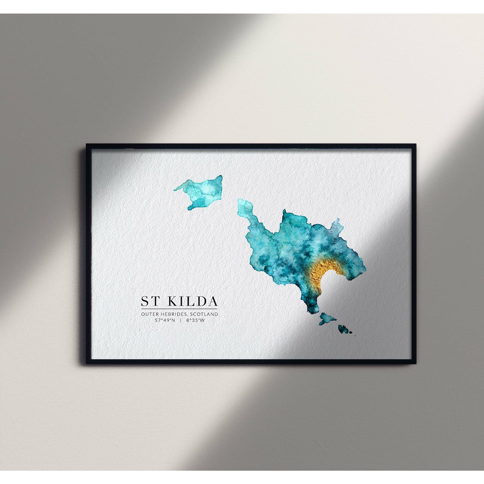 EJayDesign Scottish Prints St Kilda Watercolour Gold Map