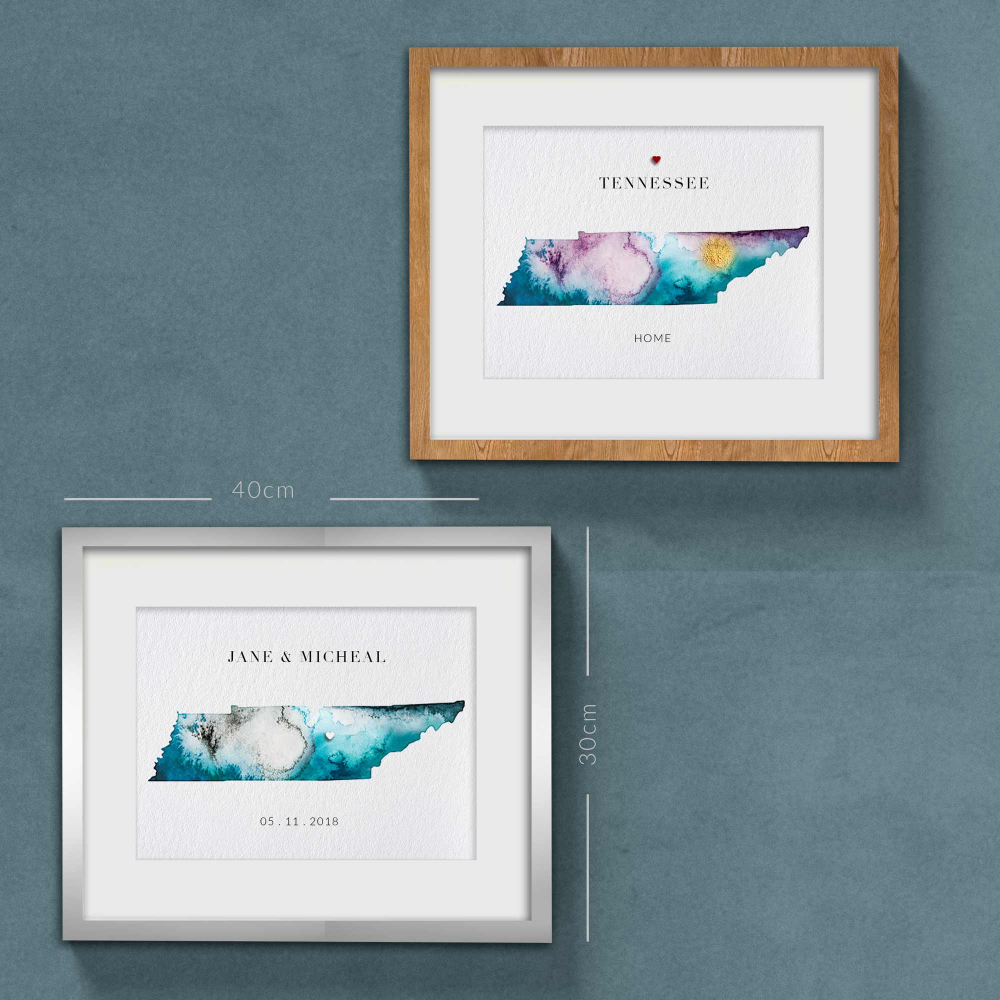 EJayDesign Countries Other Tennessee Watercolour Map