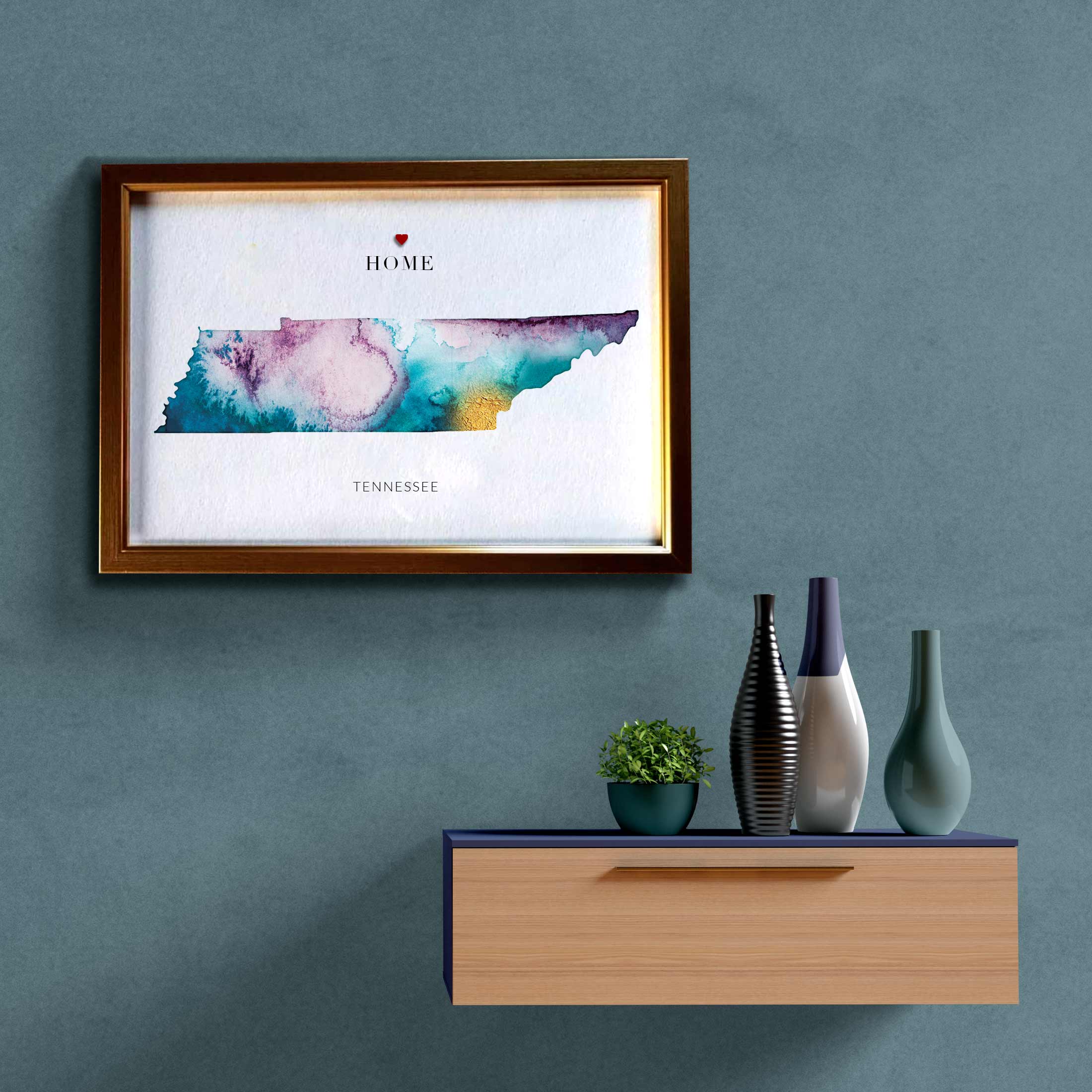 EJayDesign Countries Other Tennessee Watercolour Map