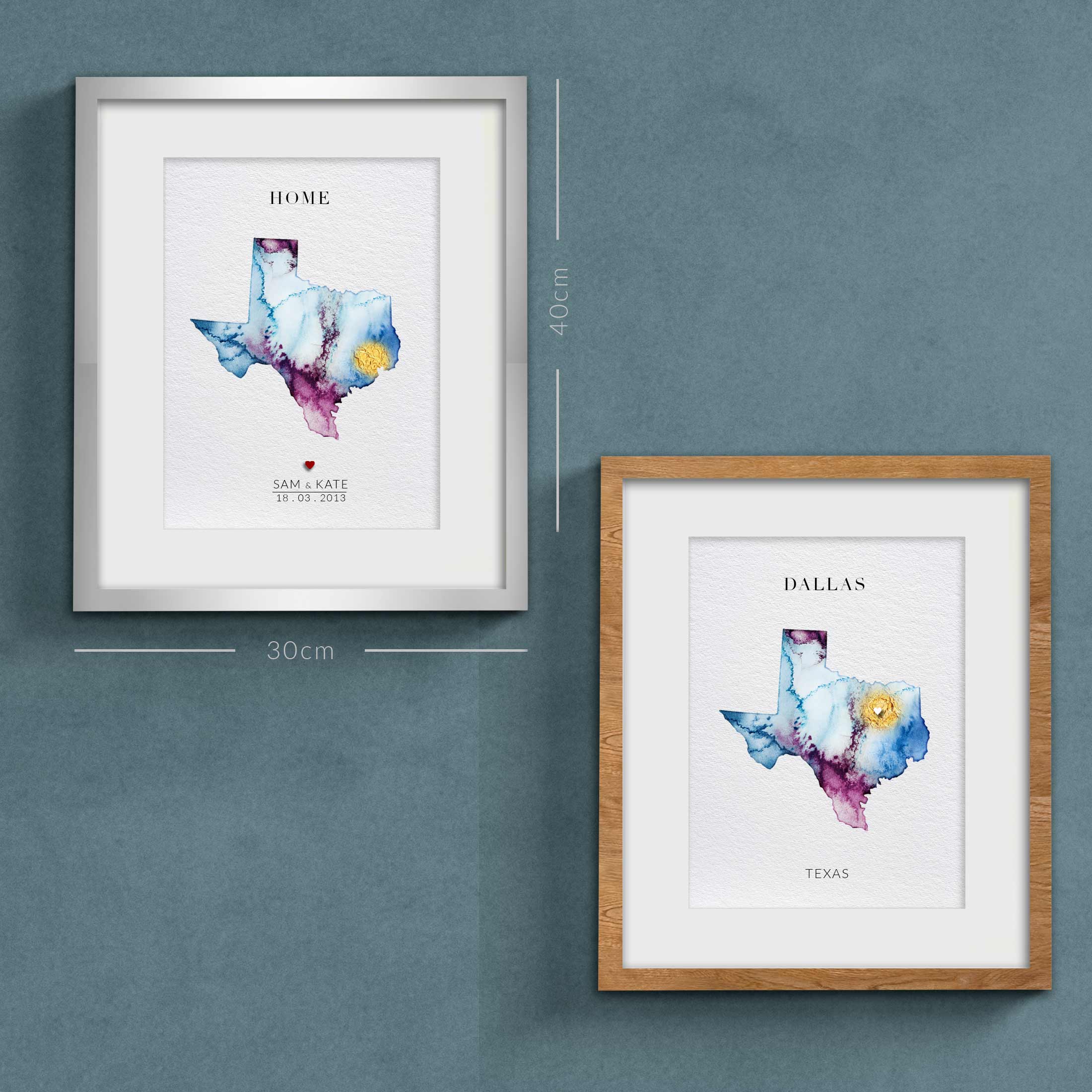 EJayDesign Countries Other Texas Watercolour Map