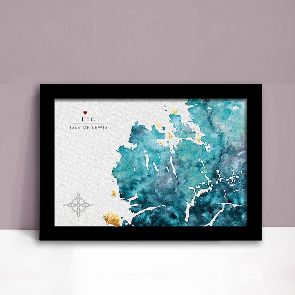 EJayDesign Scottish Prints Uig Watercolour Map Giclée Print