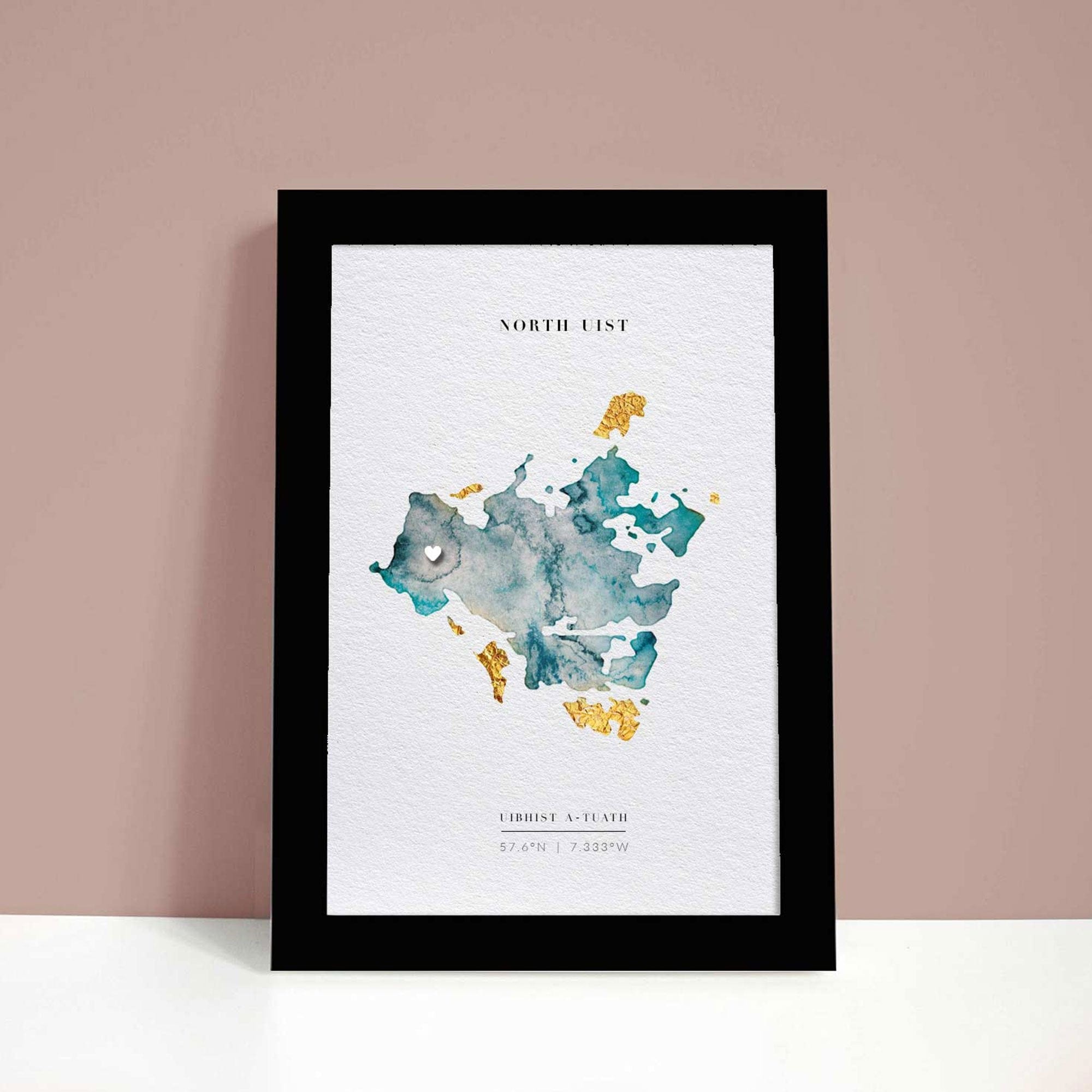 EJayDesign Scottish Prints Uist Islands Gold Watercolour Maps