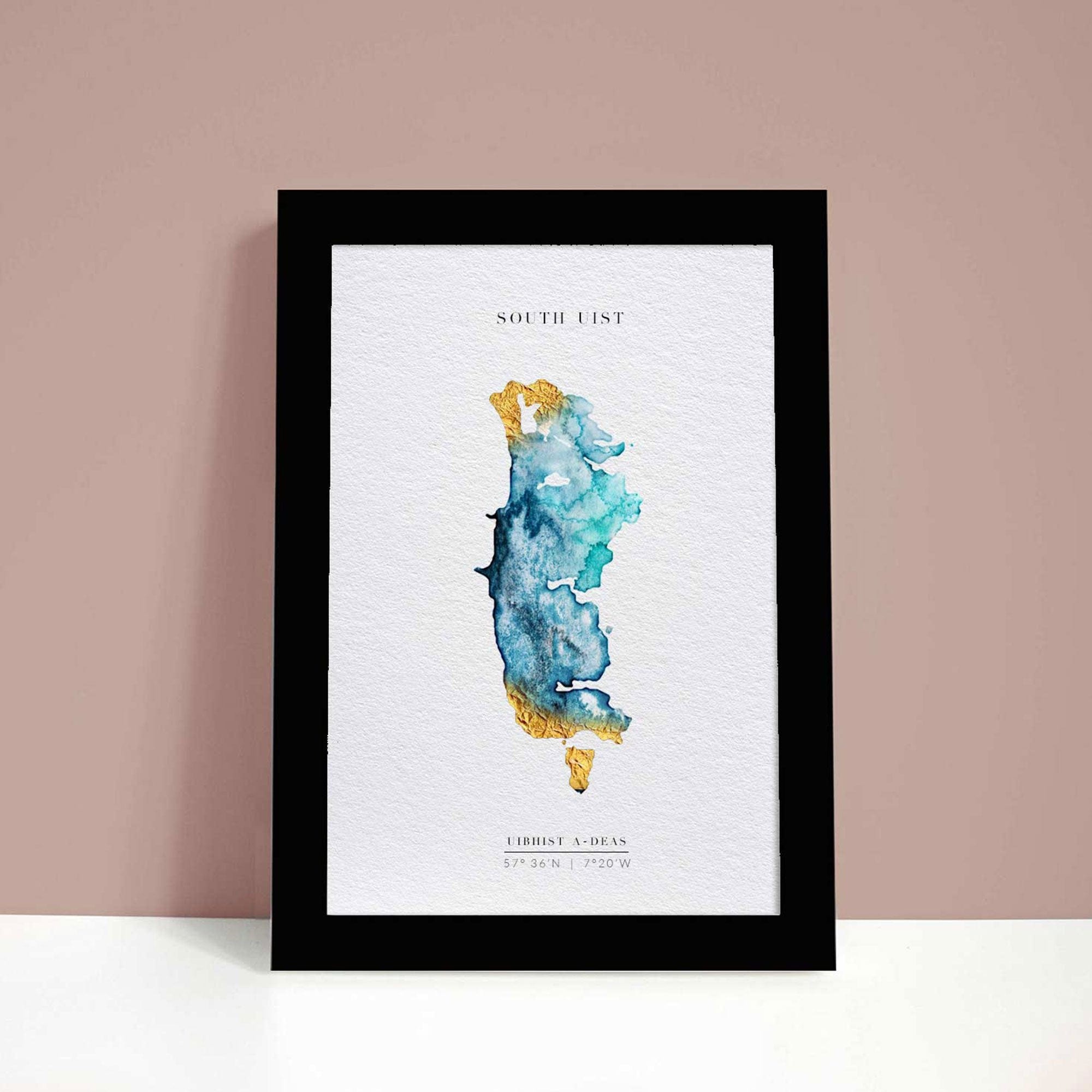 EJayDesign Scottish Prints Uist Islands Gold Watercolour Maps