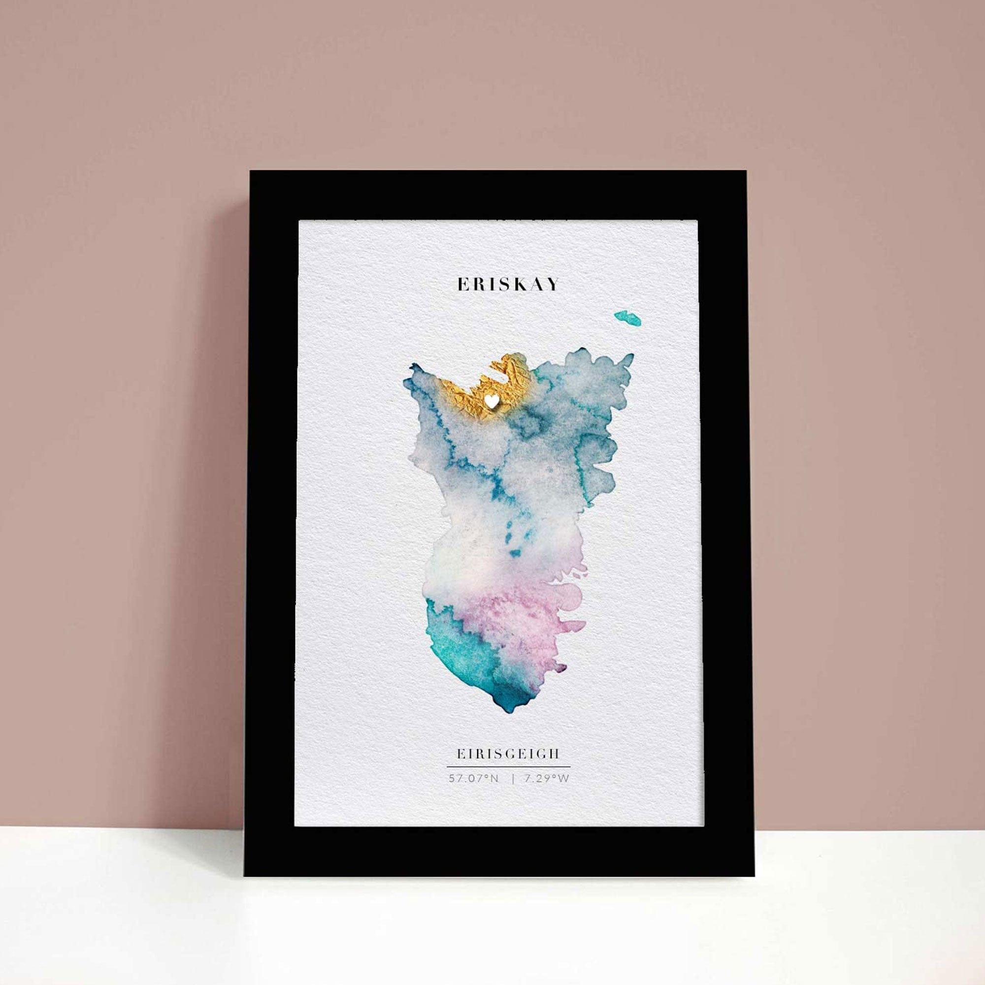 EJayDesign Scottish Prints Uist Islands Gold Watercolour Maps