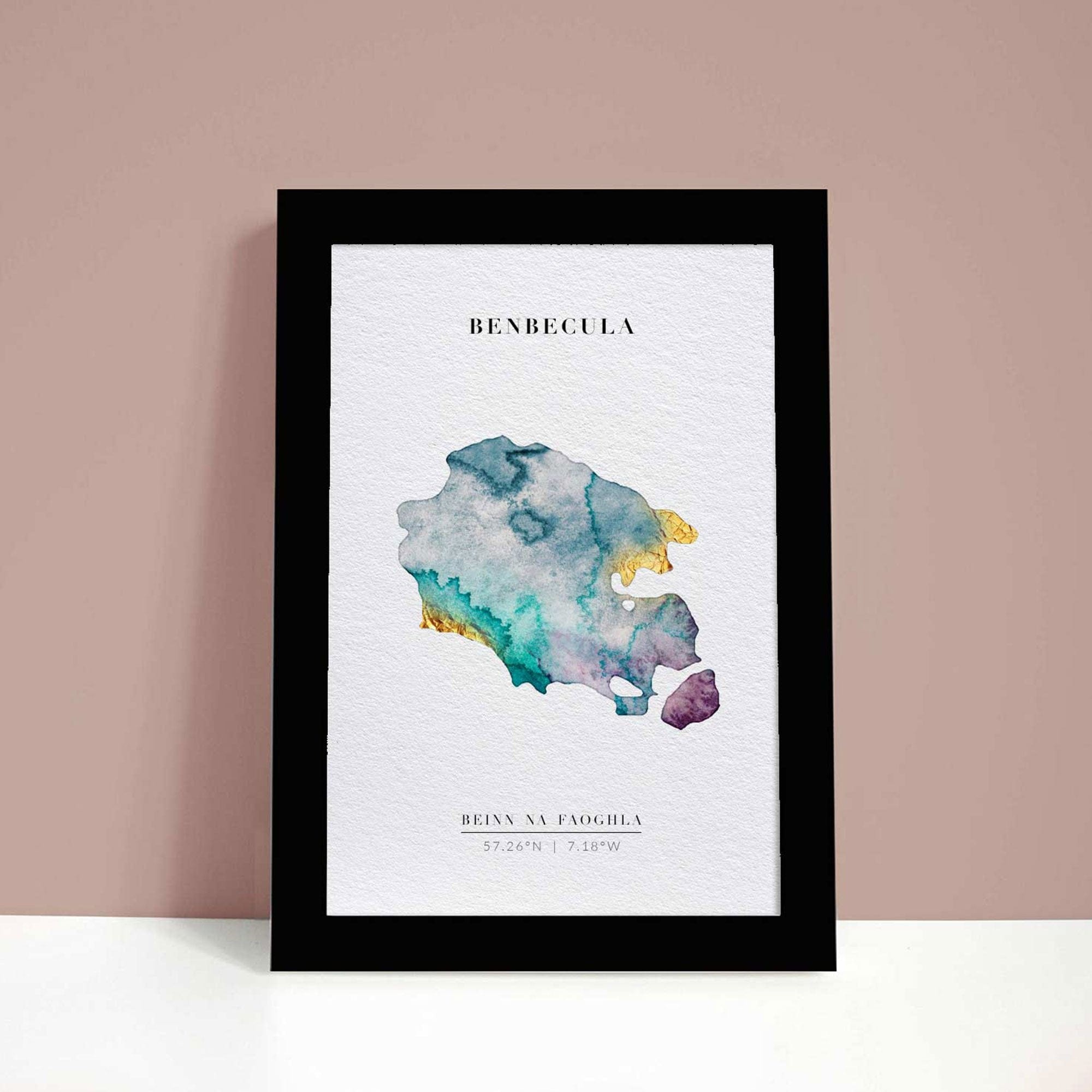 EJayDesign Scottish Prints Uist Islands Gold Watercolour Maps
