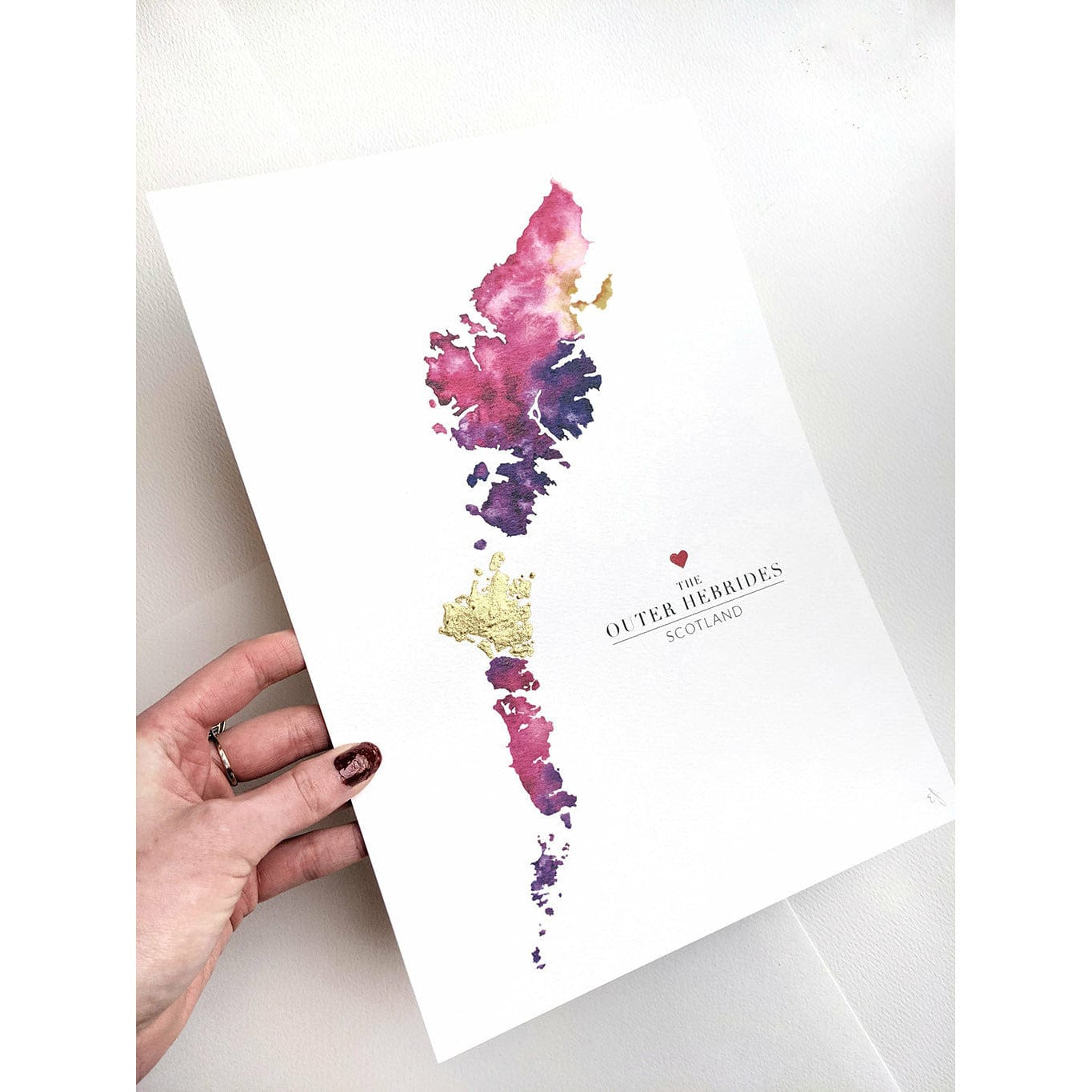 EJayDesign Scottish Prints Uist Islands Gold Watercolour Maps
