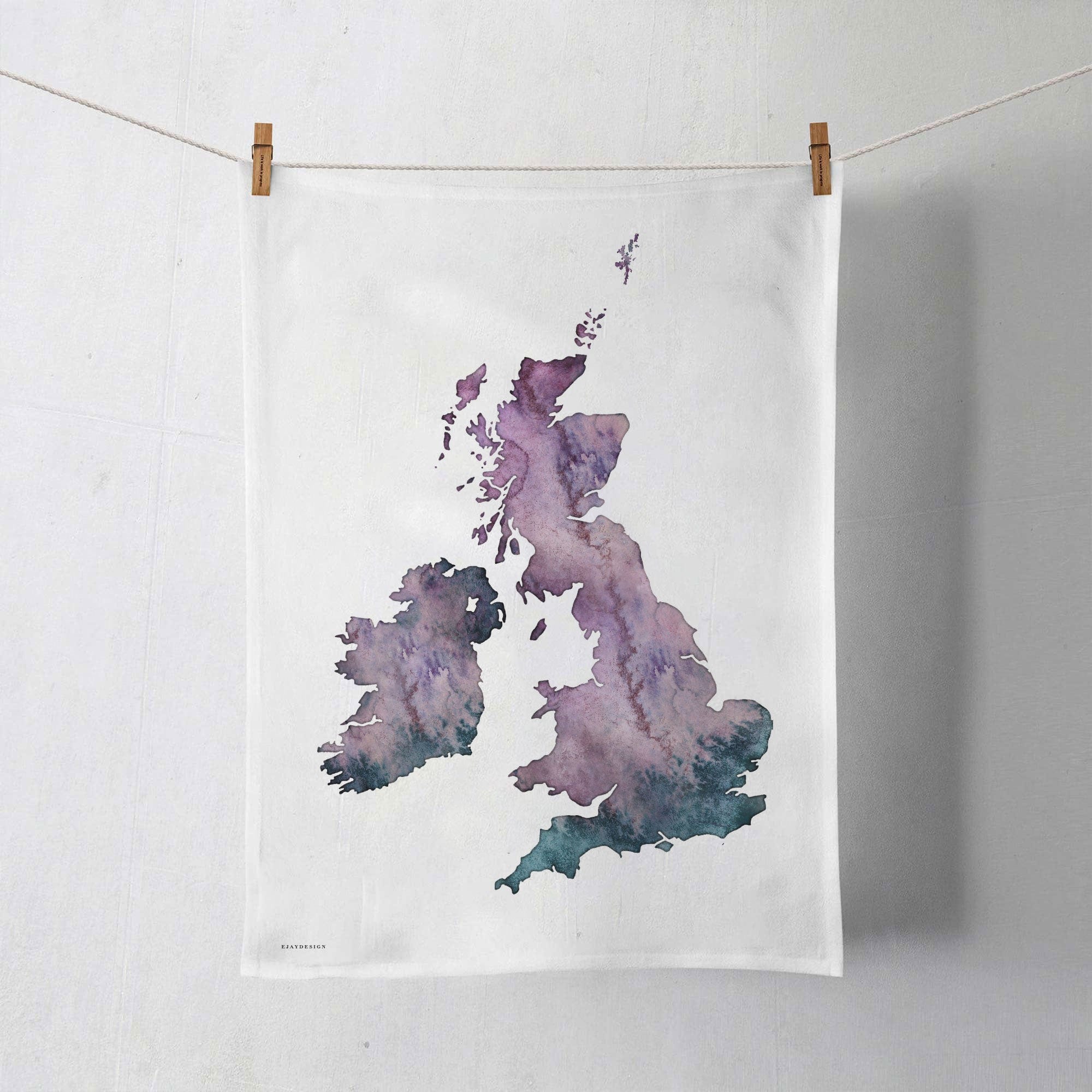 EJayDesign Tea Towel UK Purple Tea Towel