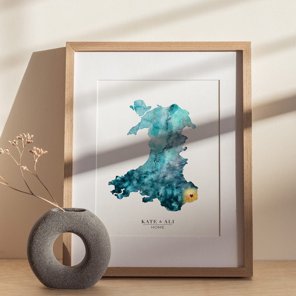 EJayDesign Countries Other Wales Gold Watercolour Map