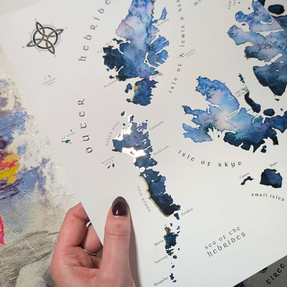 Skye & Outer Hebrides Watercolour Map - With Gold Beaches