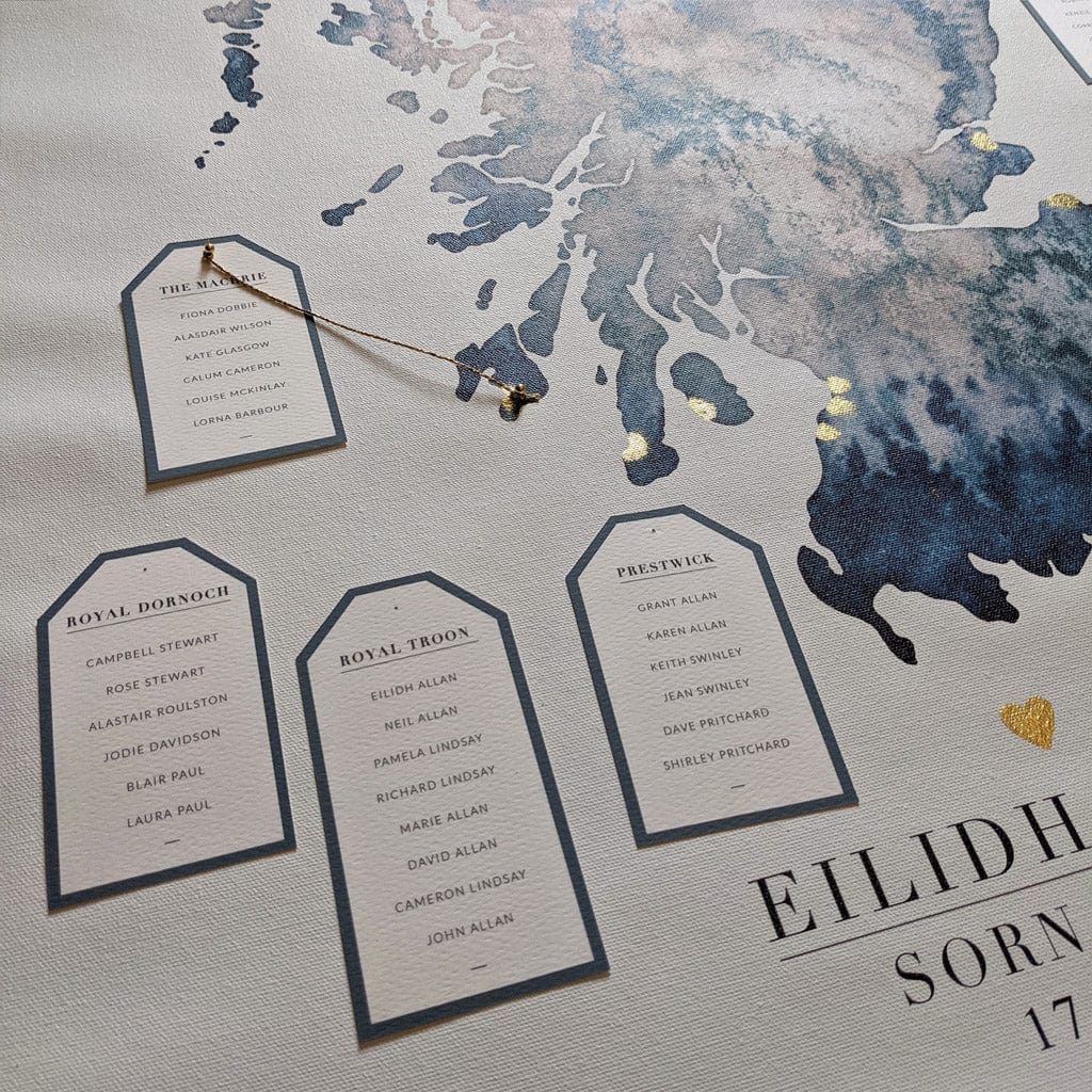 EJayDesign Watercolour Map Wedding Table Planner
