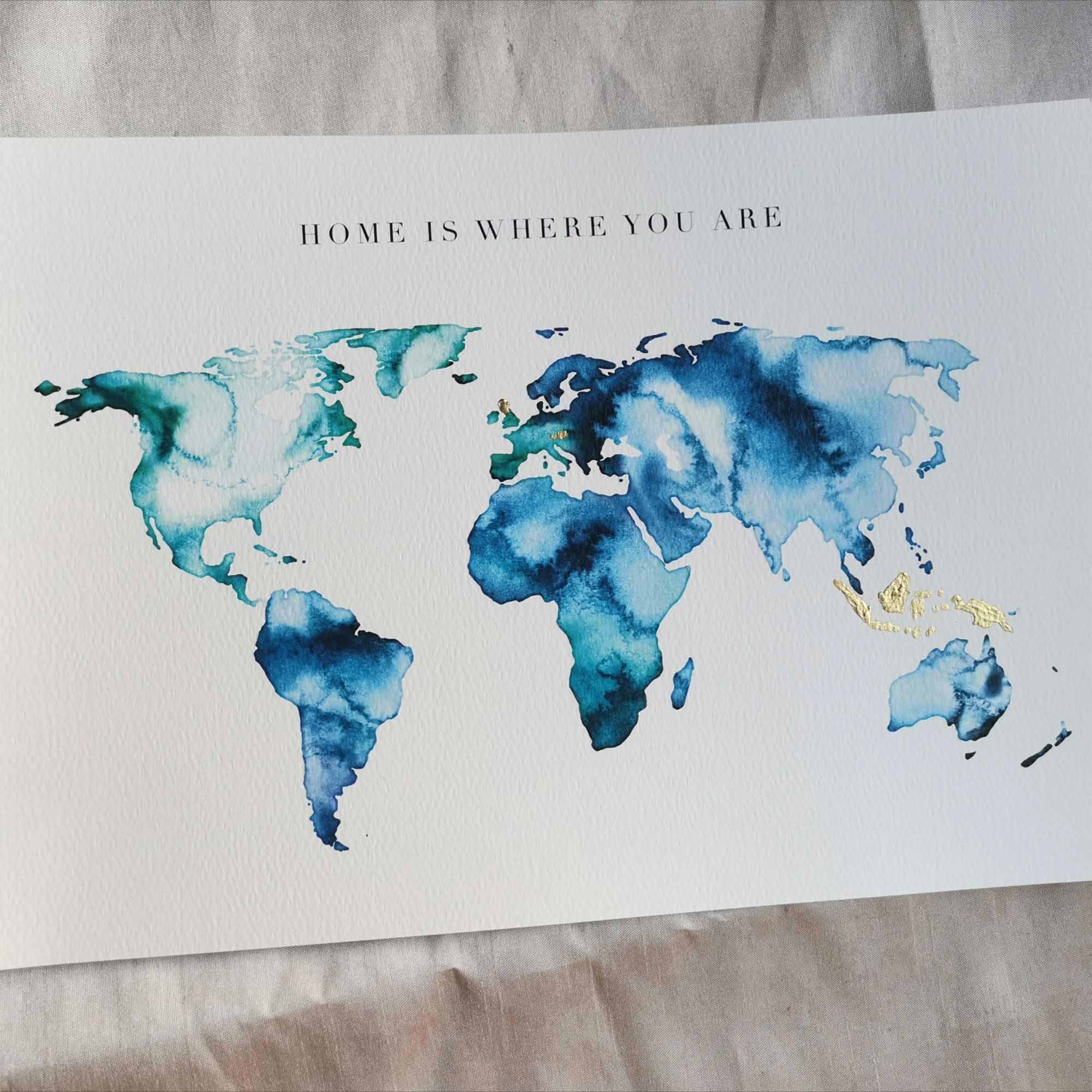 EJayDesign Countries Other World Watercolour Map