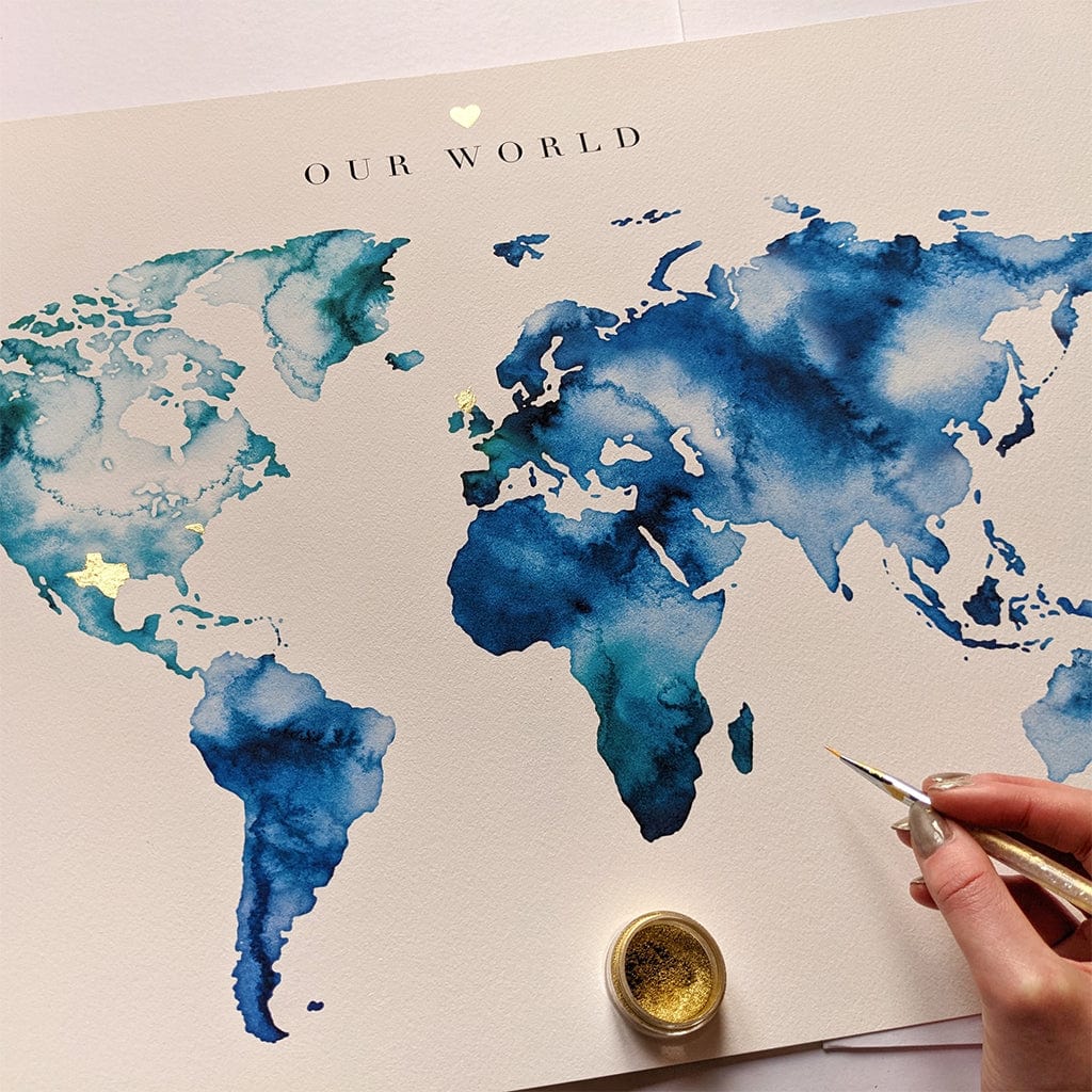 EJayDesign Countries Other World Watercolour Map