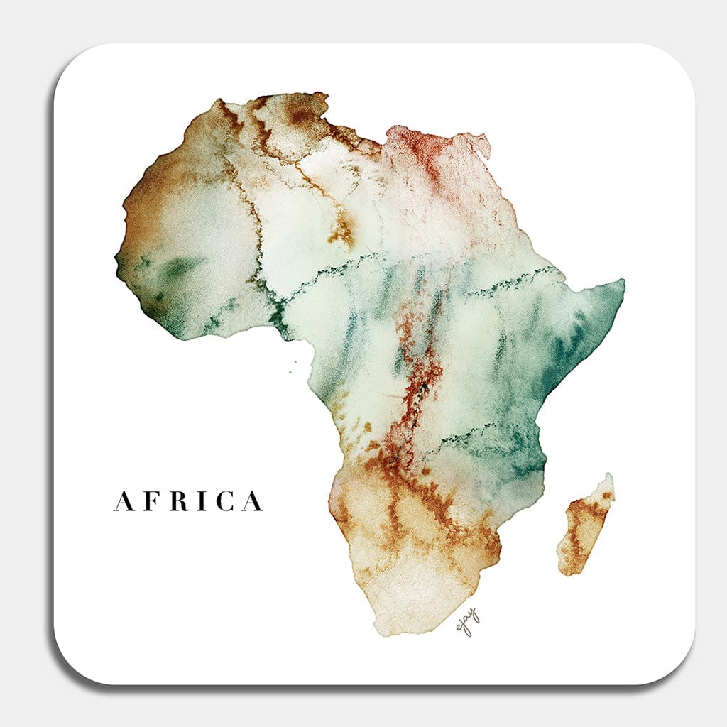 EJayDesign Kitchen Coaster Africa Map Coaster Watercolour Map