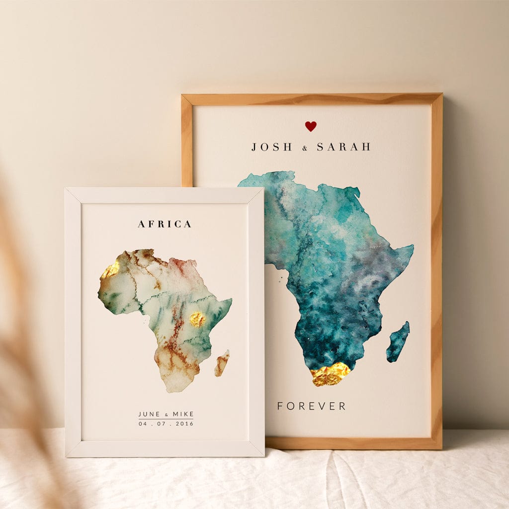 EJayDesign Countries Other Africa Watercolour Gold Map