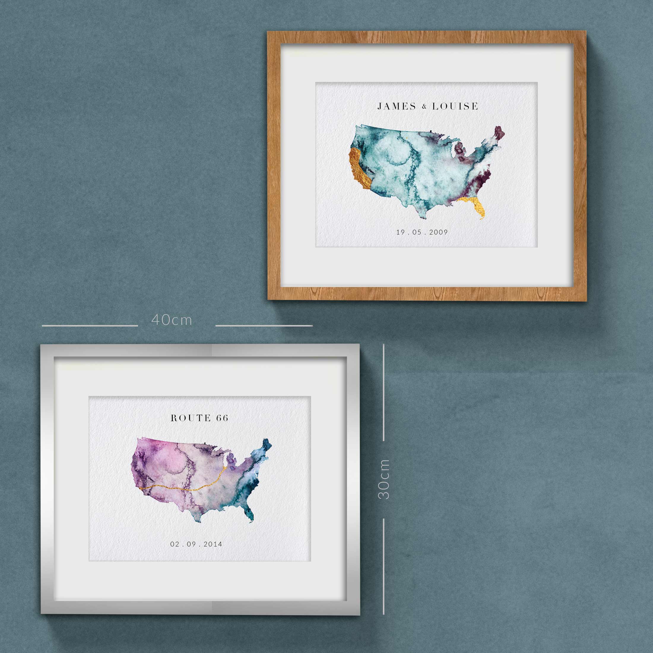EJayDesign Countries Other America Watercolour Map