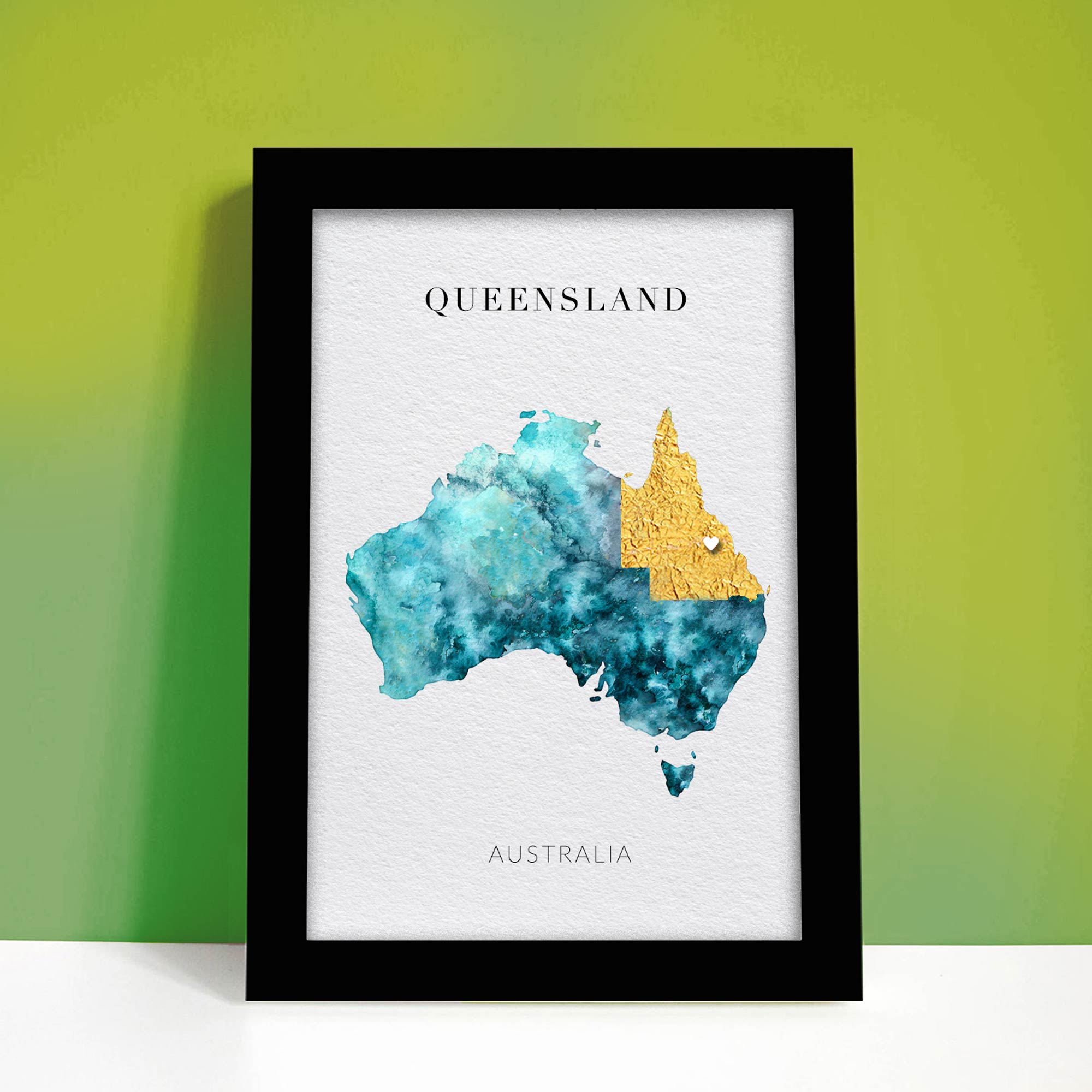 EJayDesign Countries Other Australia Watercolour Gold Map Art Print