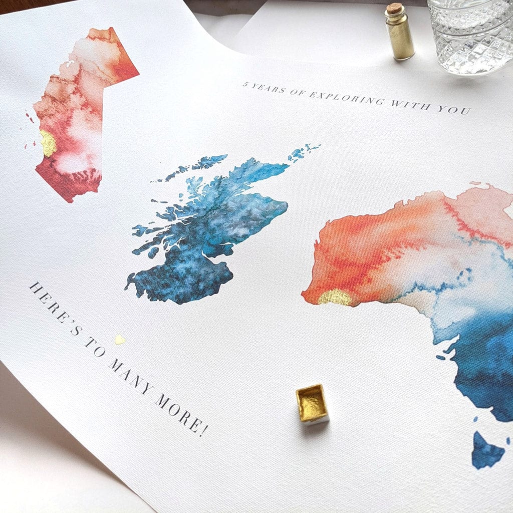 EJayDesign Countries Other California State Golden Watercolour Map