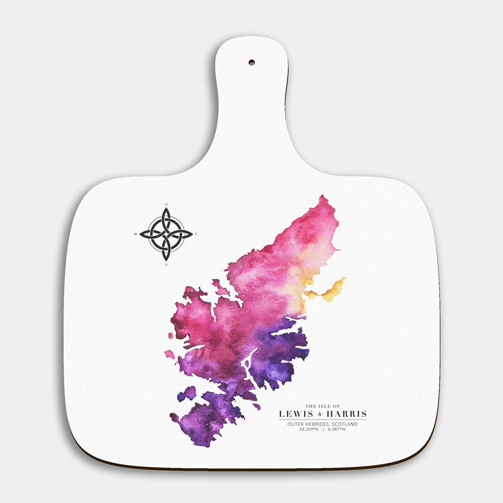 EJayDesign Pink/Purple Chopping Board Isle of Lewis Watercolour Map