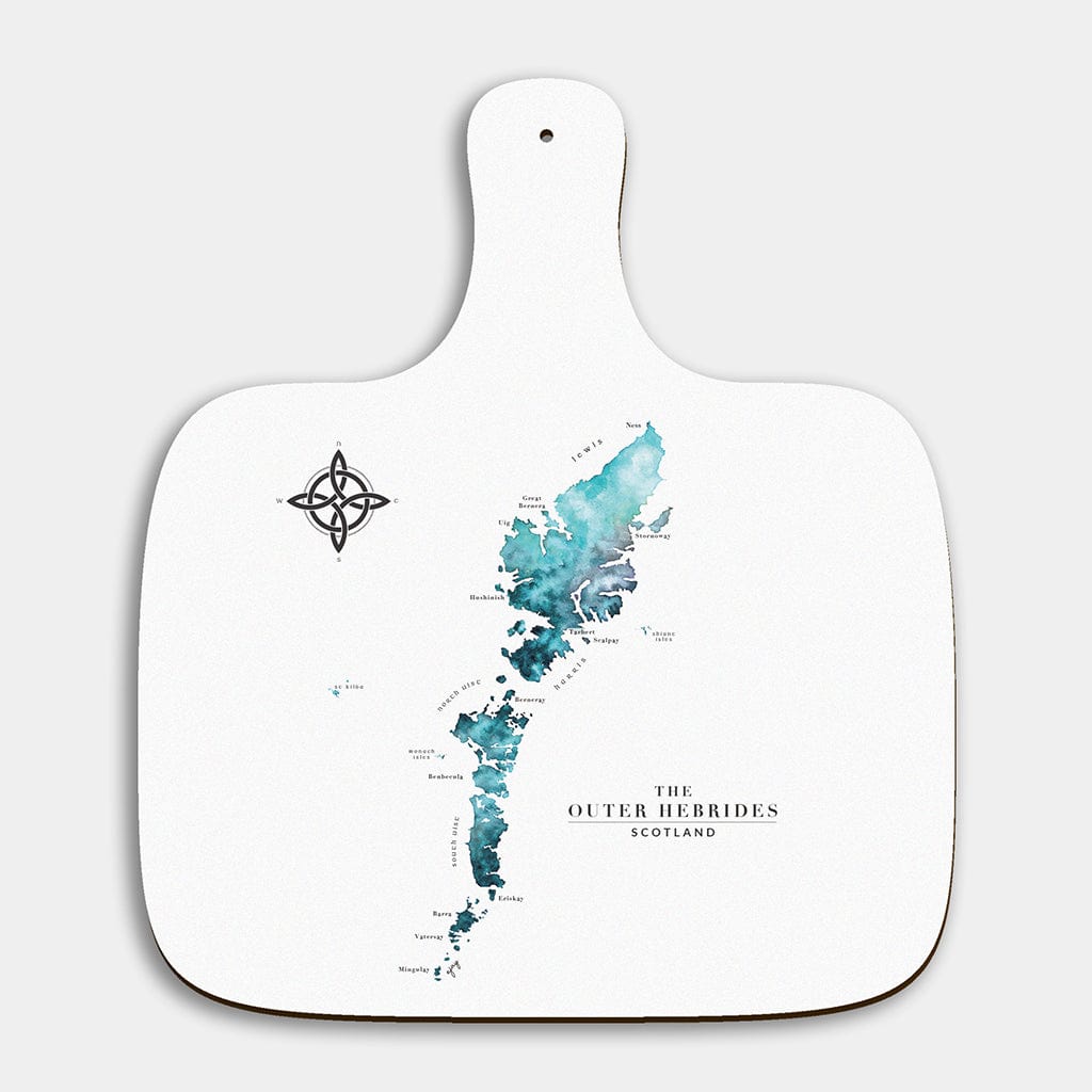 EJayDesign Blue Chopping Board Outer Hebrides Watercolour Map