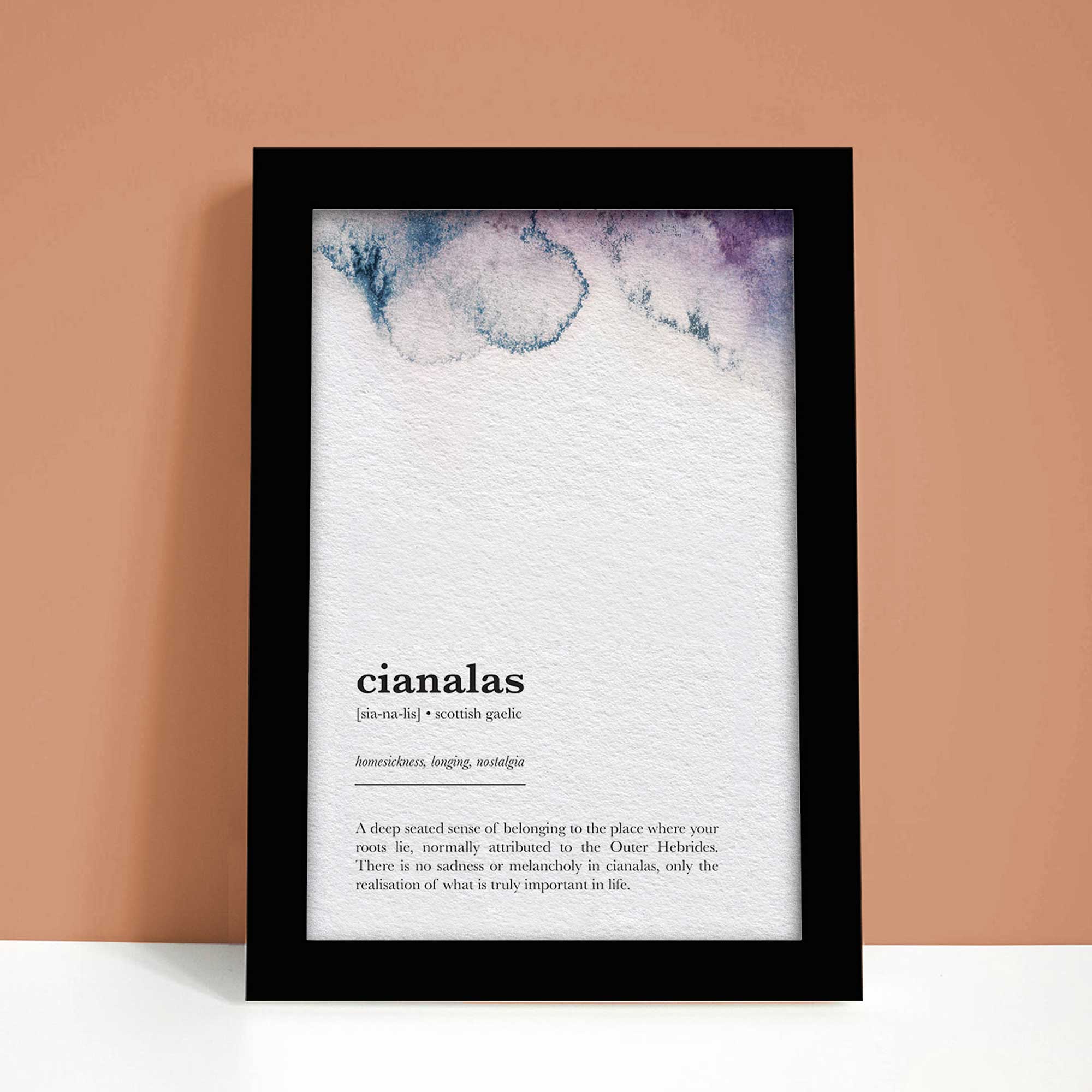 EJayDesign Watercolour / A4 Unframed Cianalas Gaelic Definition