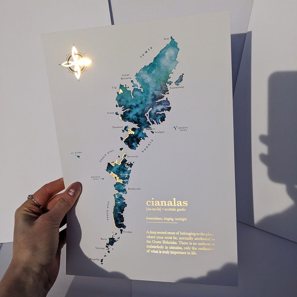 EJayDesign Cianalas Watercolour Map - With Gold Beaches