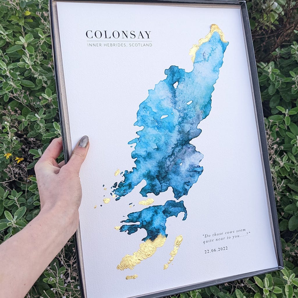 EJayDesign Scottish Prints Colonsay Watercolour Map
