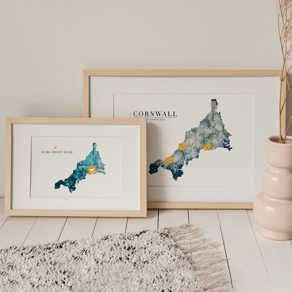 EJayDesign Countries Other Cornwall Watercolour Map